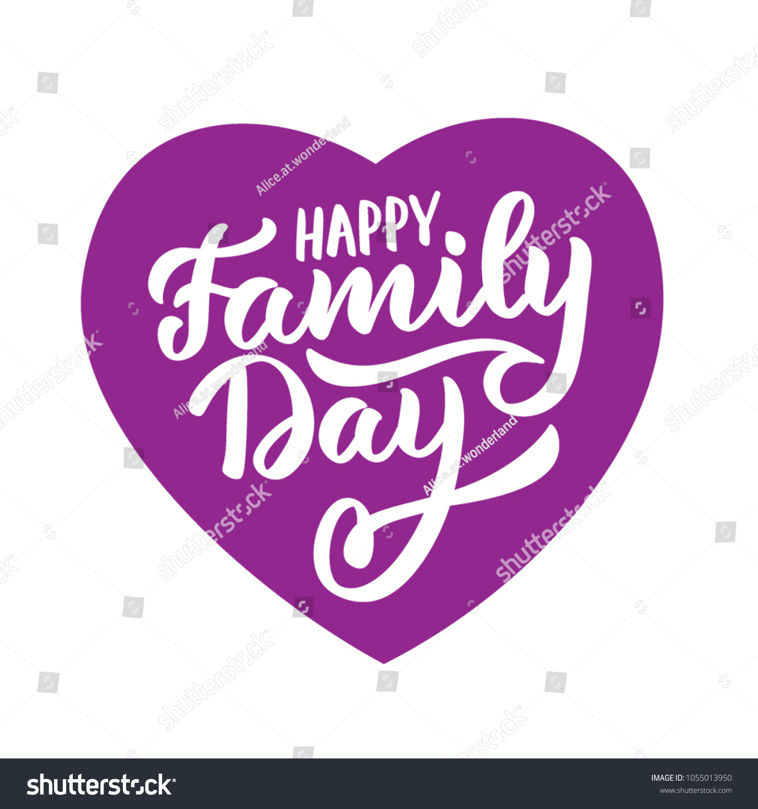 Happy Family Day Typography Handlettering Calligraphy Stock Vector ...