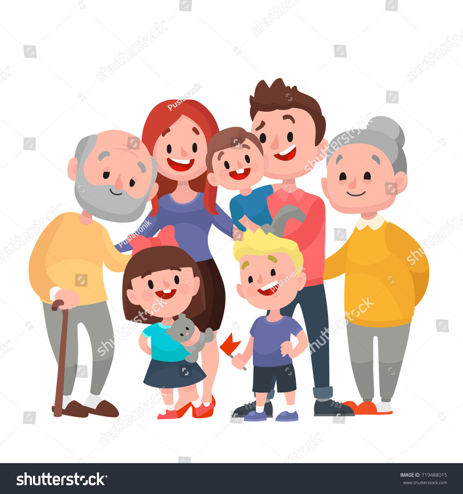 Happy Family Father Mother Grandfathergrandmother Childrens Stock ...