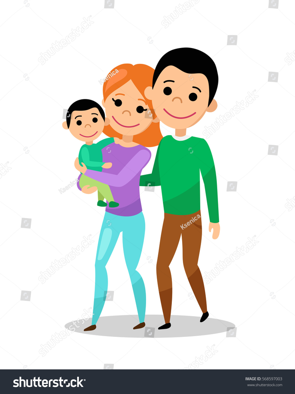 Happy Family Going Walk Mom Dad Stock Vector 568597003 - Shutterstock