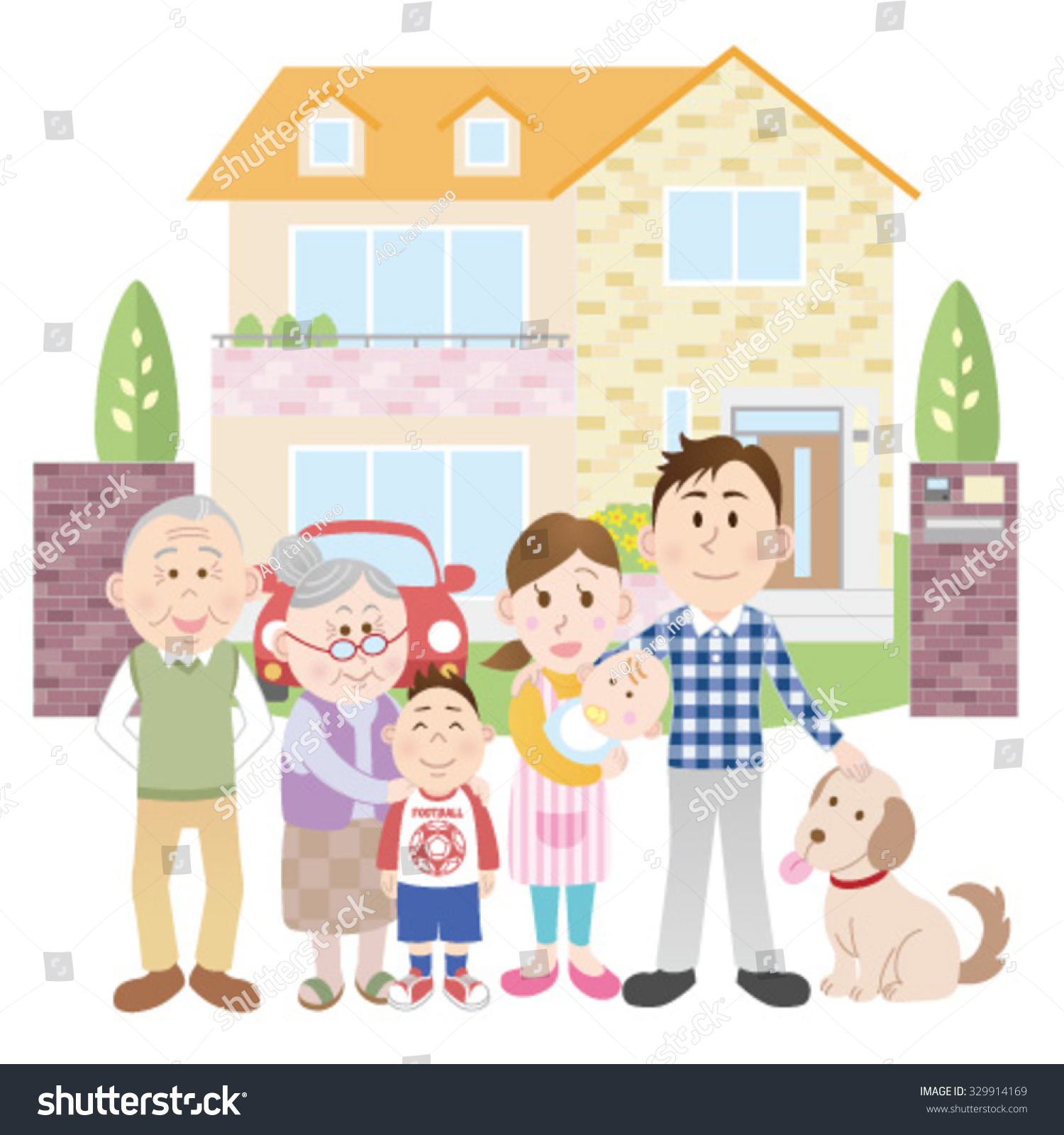 Happy Family Outside Their New House Stock Vector 329914169 - Shutterstock