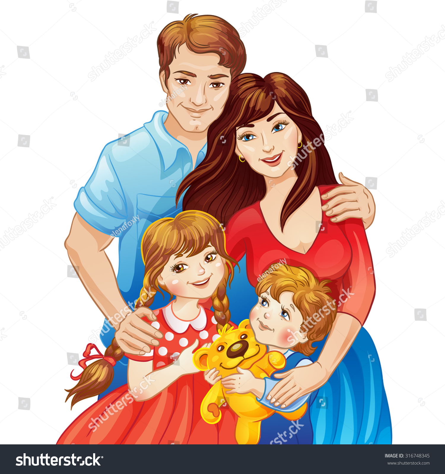 Download Happy Family Parents Kids Father Mother Stock Vector ...