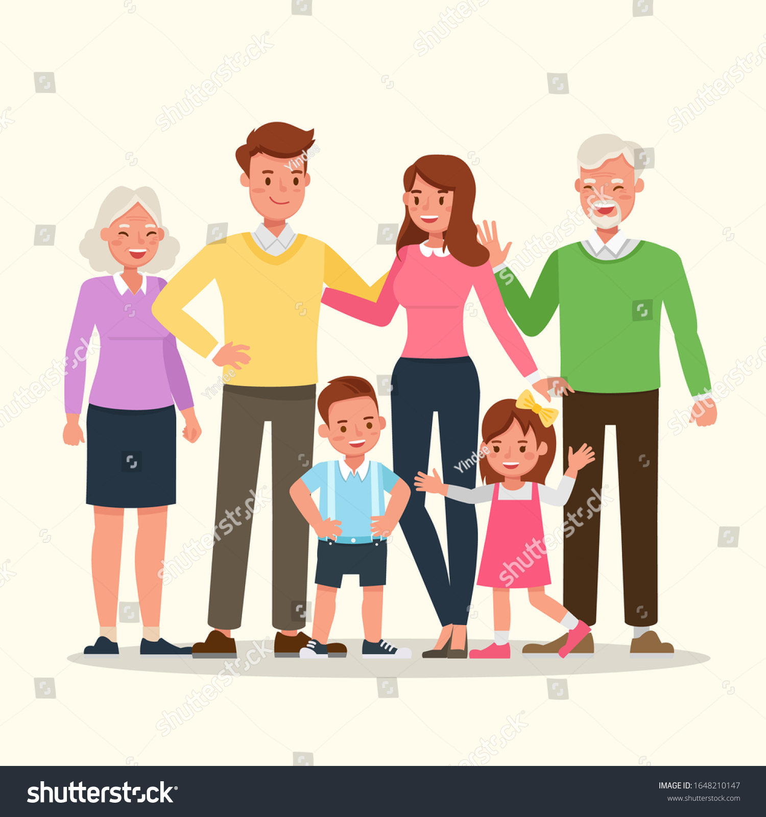 Happy Family People Mother Father Grandparents Stock Vector (Royalty ...