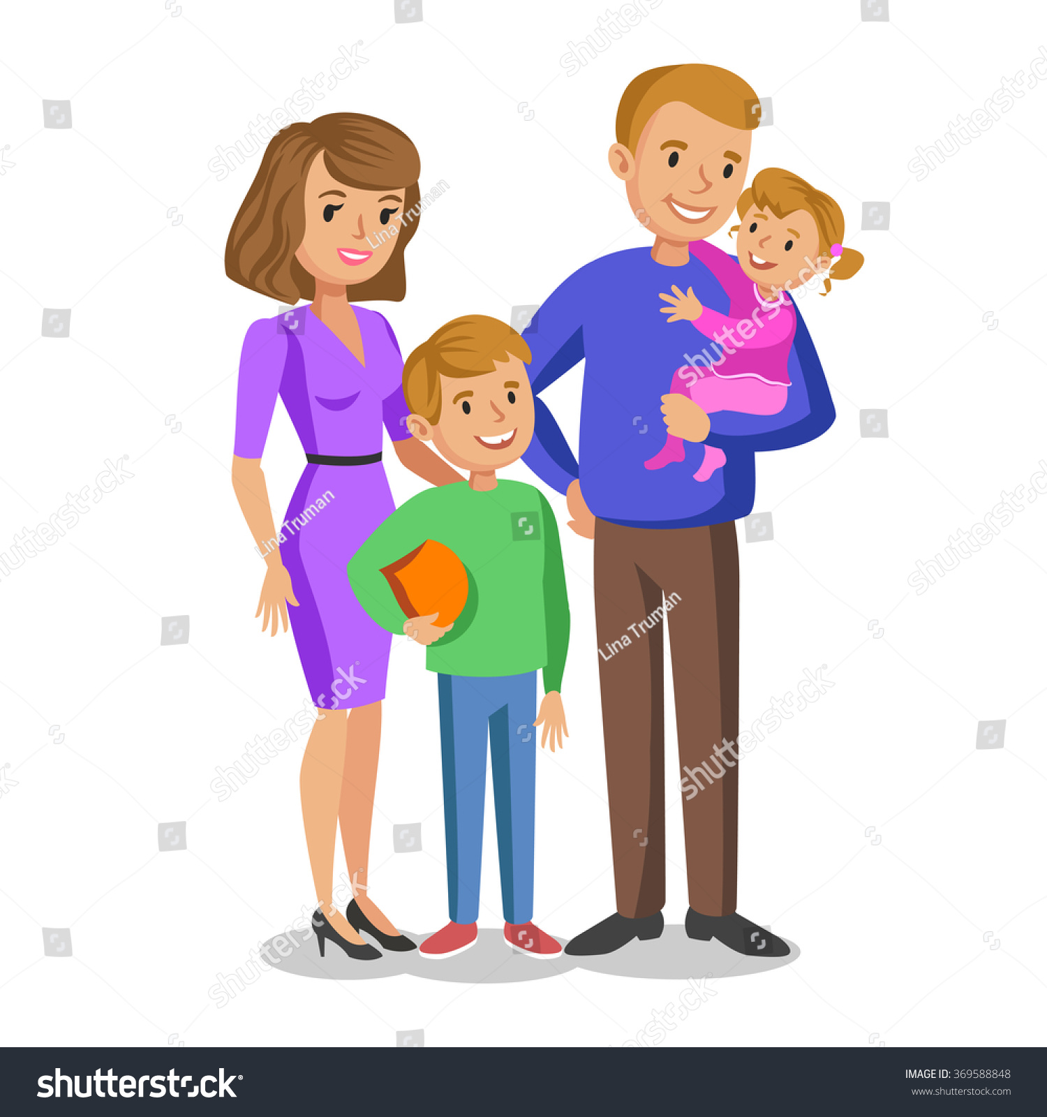 Happy Family Portrait Smiling Parents Kids Stock Vector 369588848 ...