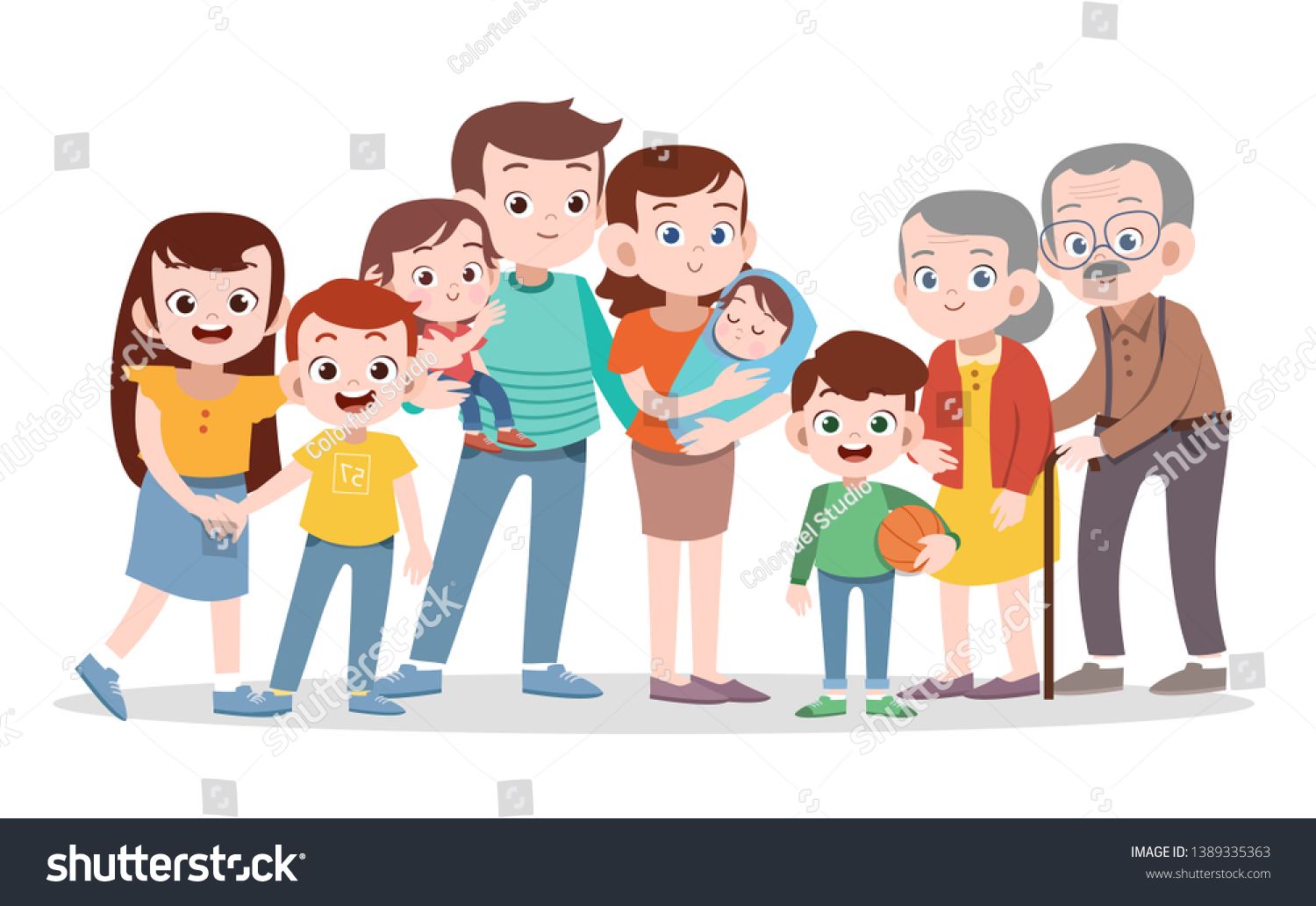 Happy Family Vector Illustration Isolated Stock Vector (Royalty Free ...