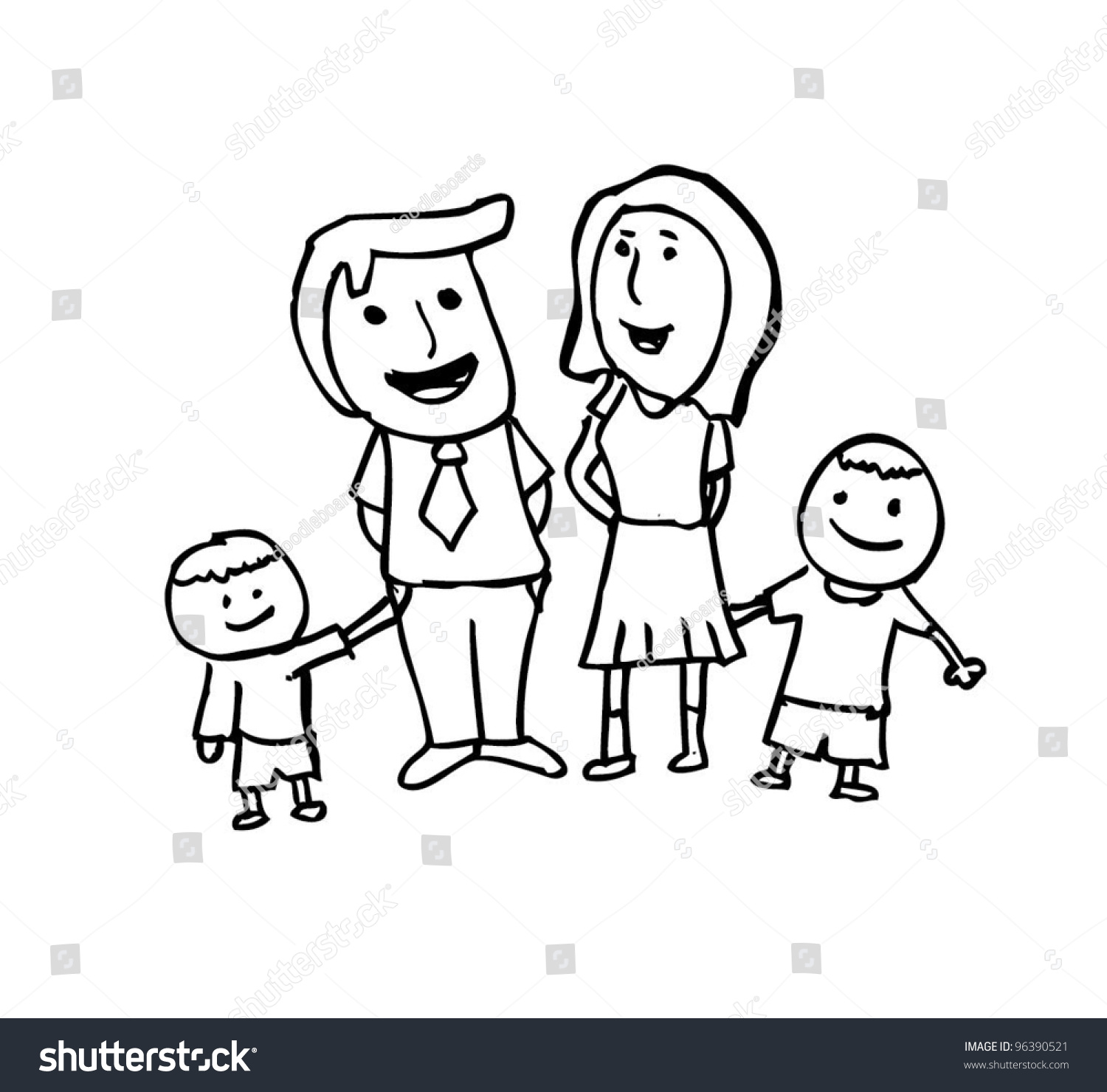 Happy Family Fathermother Son Holding Hand Stock Vector 96390521 ...