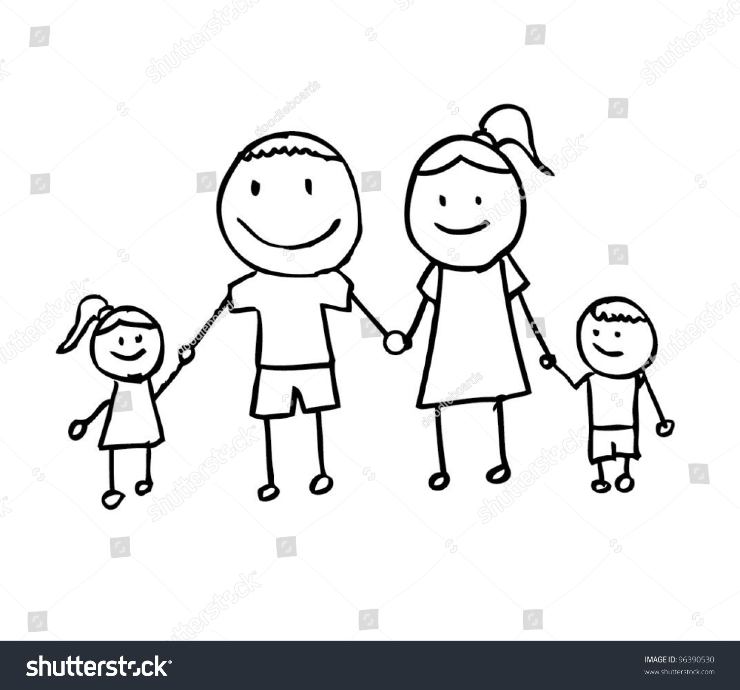 Happy Family Fathermother Son Holding Hand Stock Vector 96390530 ...