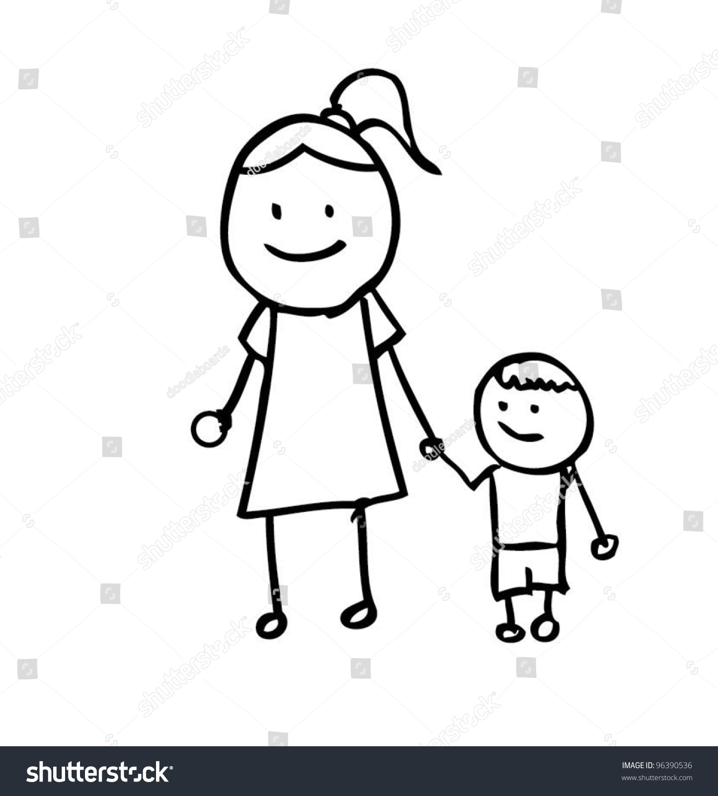 Happy Family Fathermother Son Holding Hand Stock Vector 96390536 ...