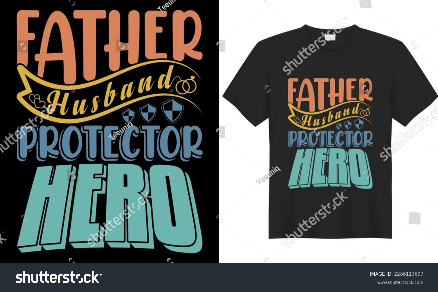 SVG of Happy Father Day SVG typography lettering vector graphic t-shirt design. Father husband protector hero. Perfect Gift for Every dad lover. Hand drawn Retro vintage poster illustration art Funny quote. svg