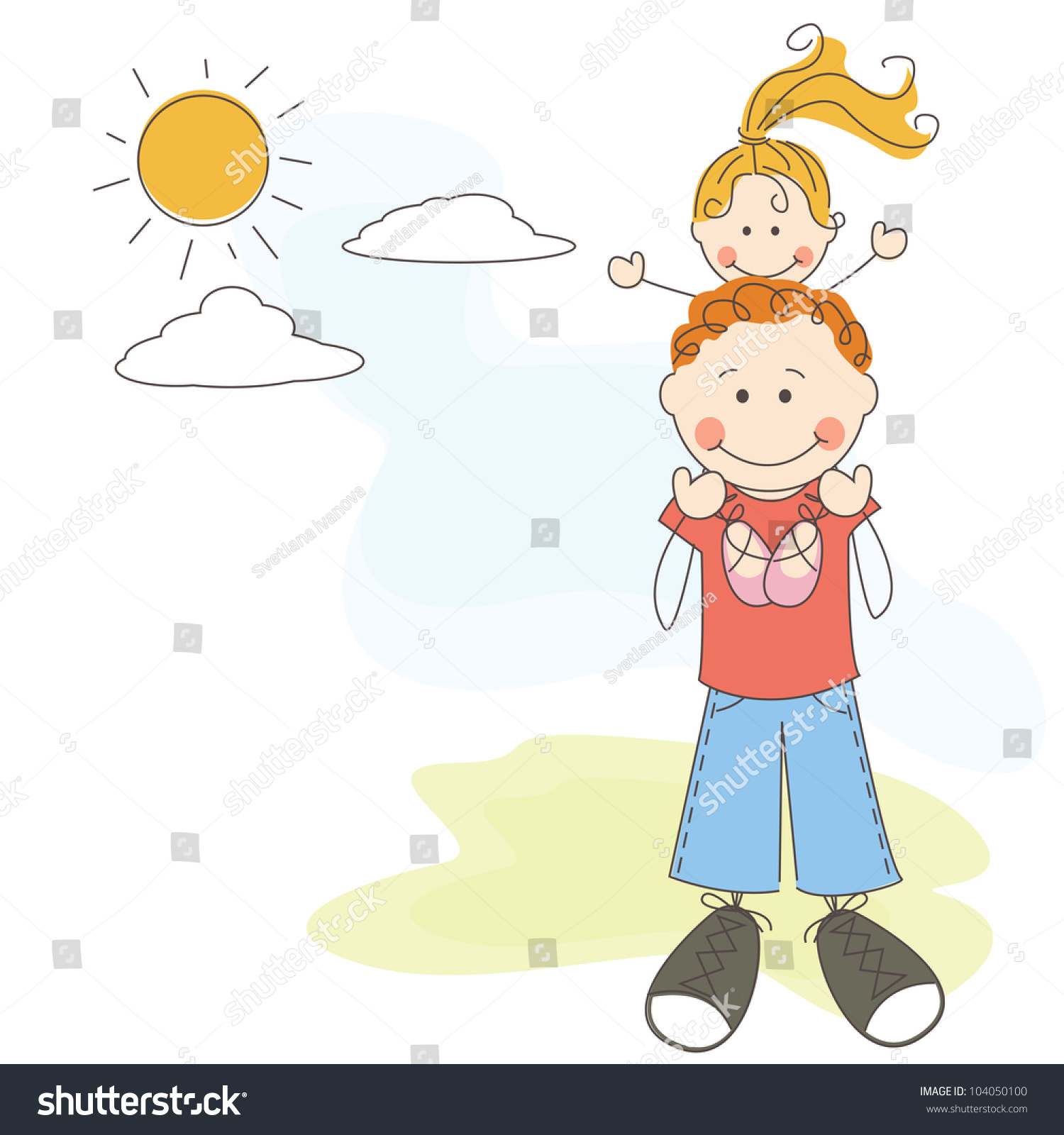 Happy Fathers Day Cartoon Illustration Dad Stock Vector 104050100 Shutterstock