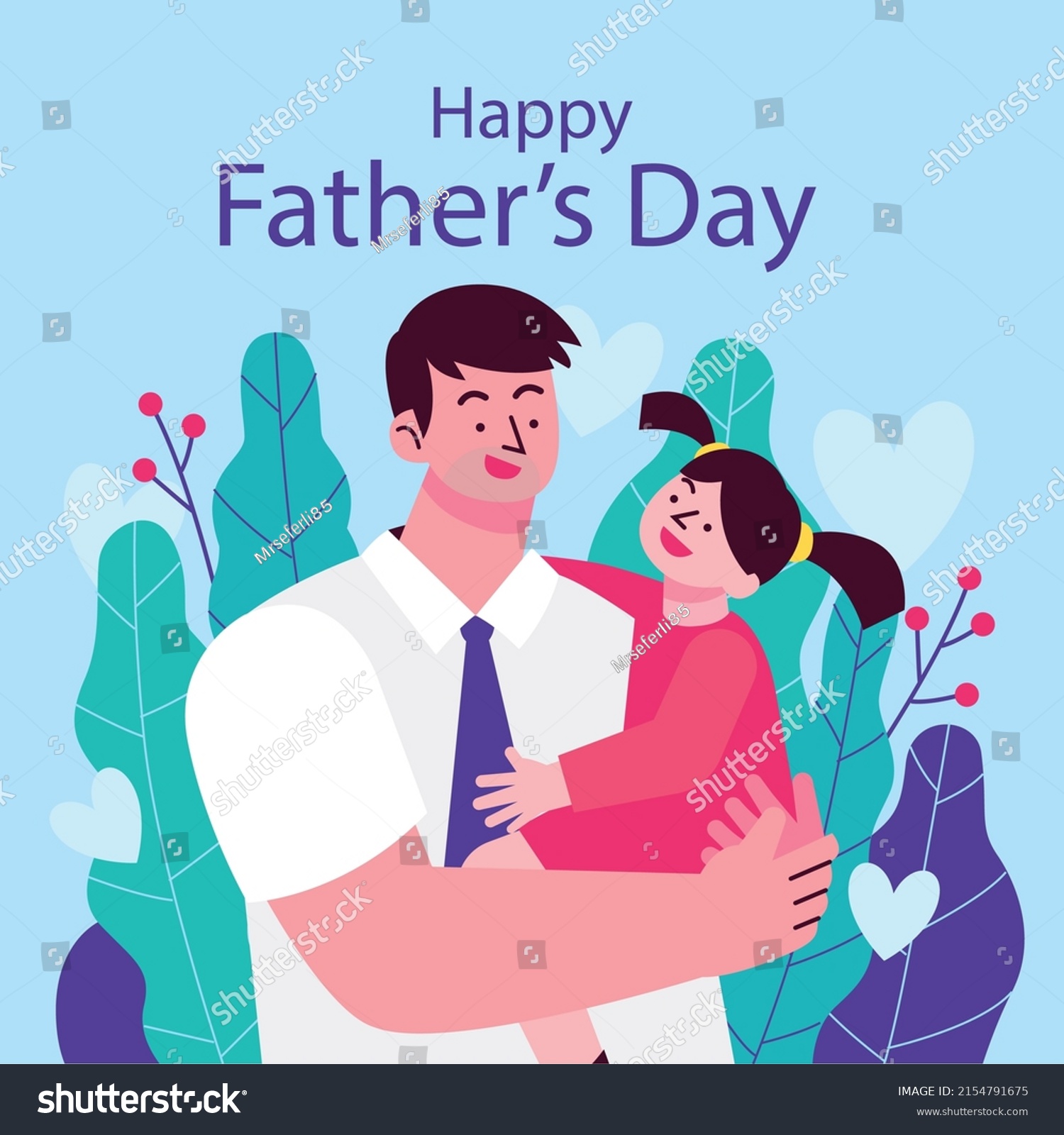 Happy Fathers Day Cute Vector Illustration Stock Vector (Royalty Free ...