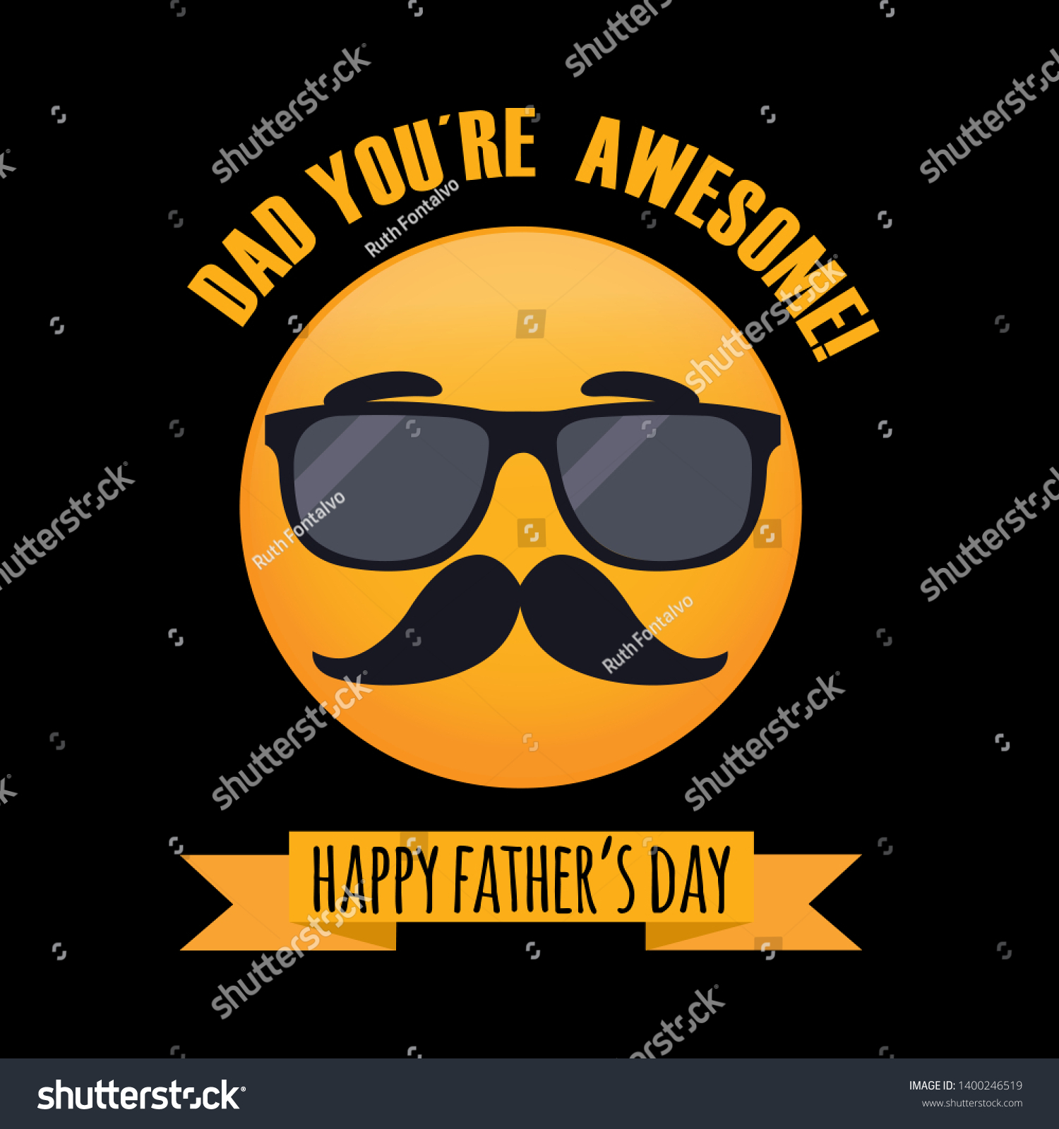 Happy Fathers Day Emoji Sunglasses Mustache Stock Vector (royalty Free 