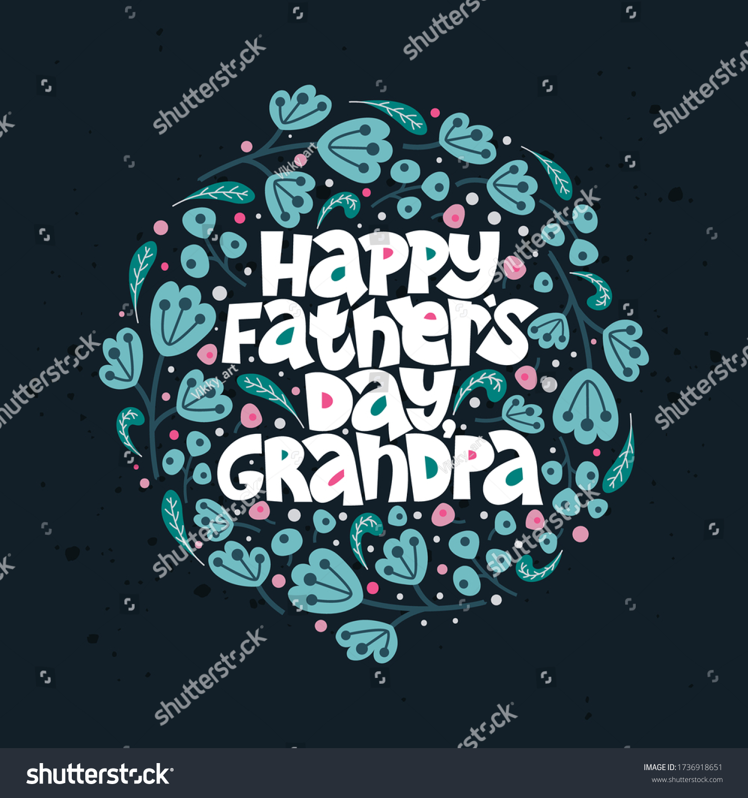 Happy Fathers Day Grandpa Lettering Complimentary Stock Vector Royalty