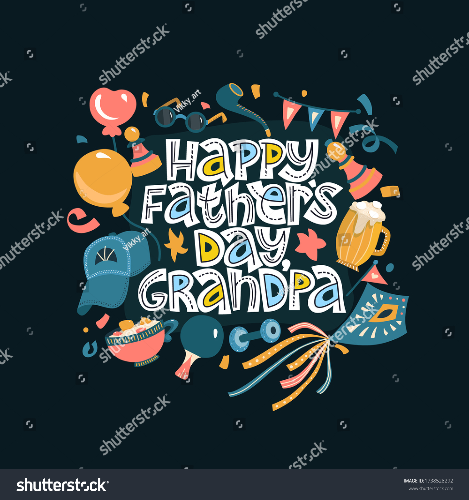 Download Happy Fathers Day Grandpa Lettering Complimentary Stock Vector Royalty Free 1738528292