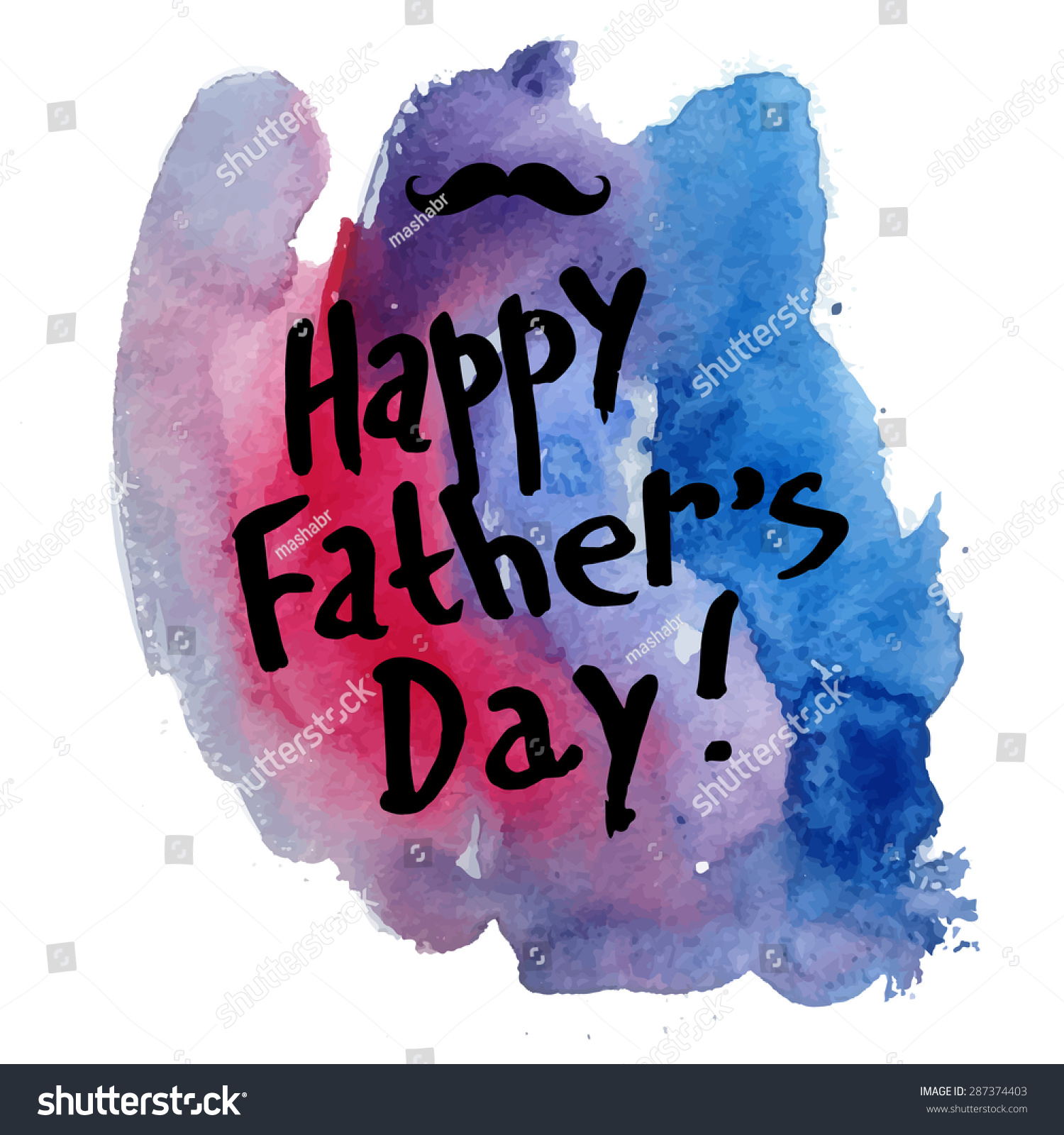 Happy Fathers Day Handlettering Watercolor Greeting Stock Vector ...