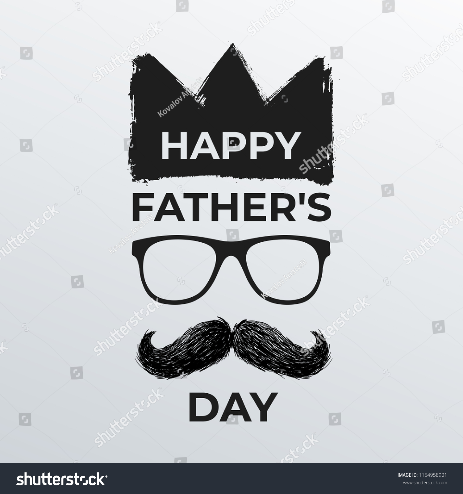 Happy Fathers Day Trendy Brush Stroke Stock Vector Royalty Free 1154958901
