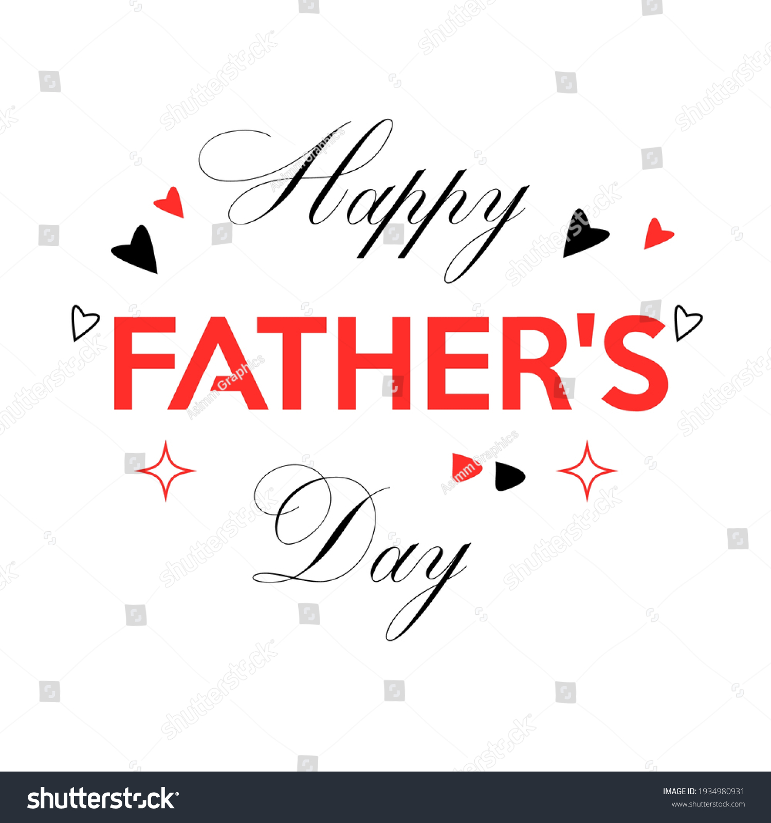 Happy Fathers Day Vector Lettering Background Stock Vector (Royalty ...