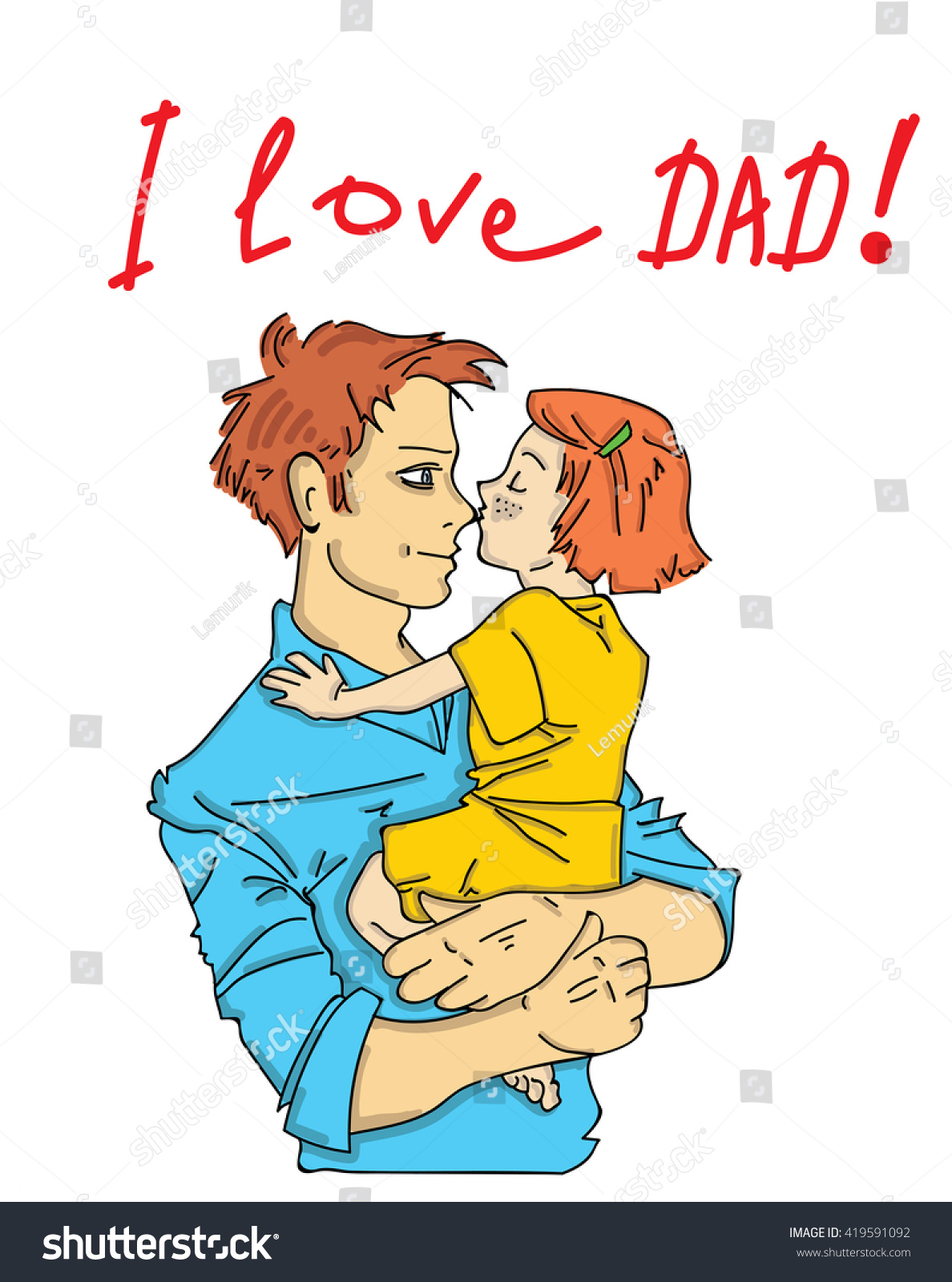 Download Happy Fathers Day Daughter Hugging Kissing Stock Vector ...