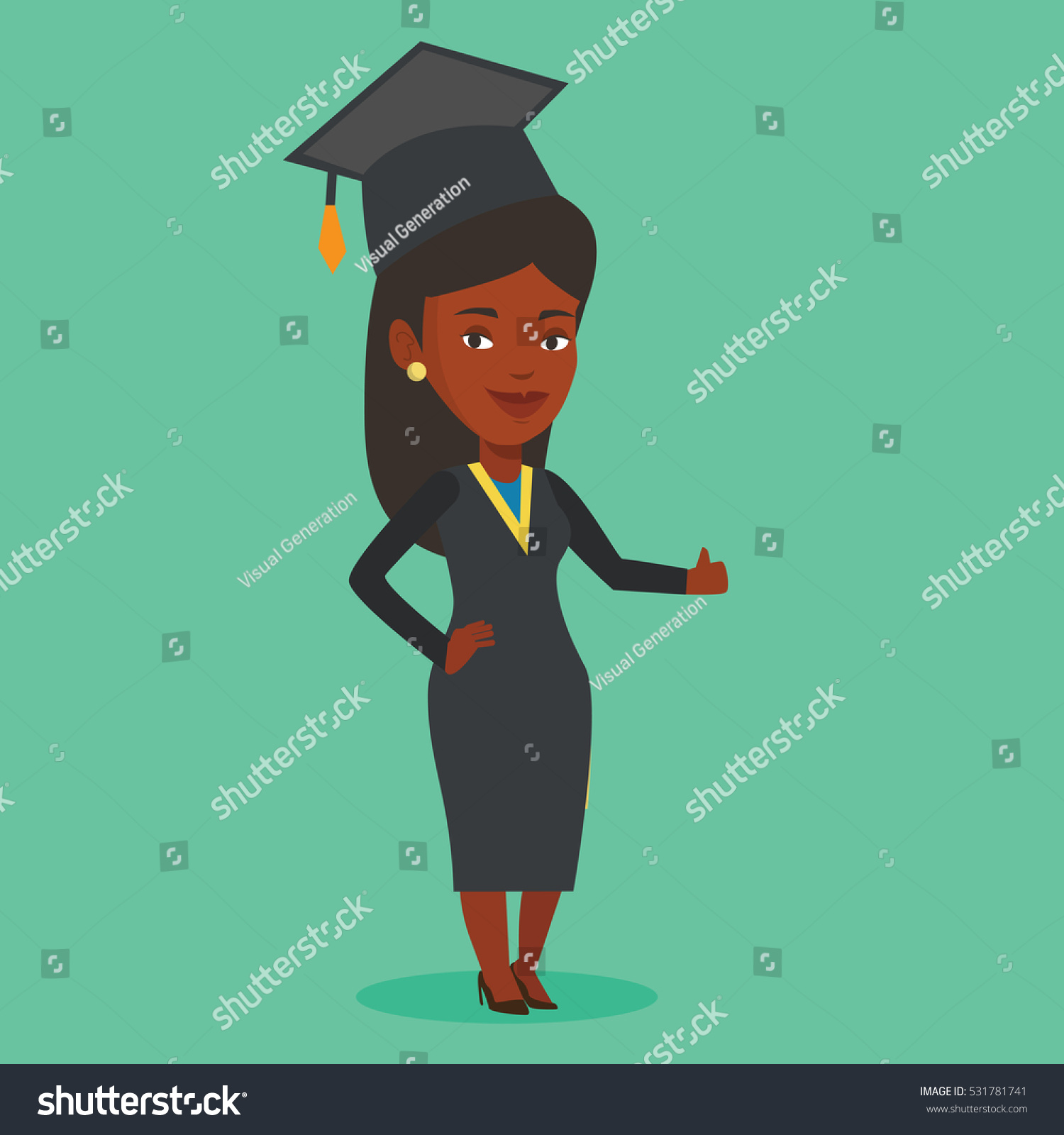 Happy Female Graduate Cloak Graduation Cap Stock Vector (Royalty Free ...