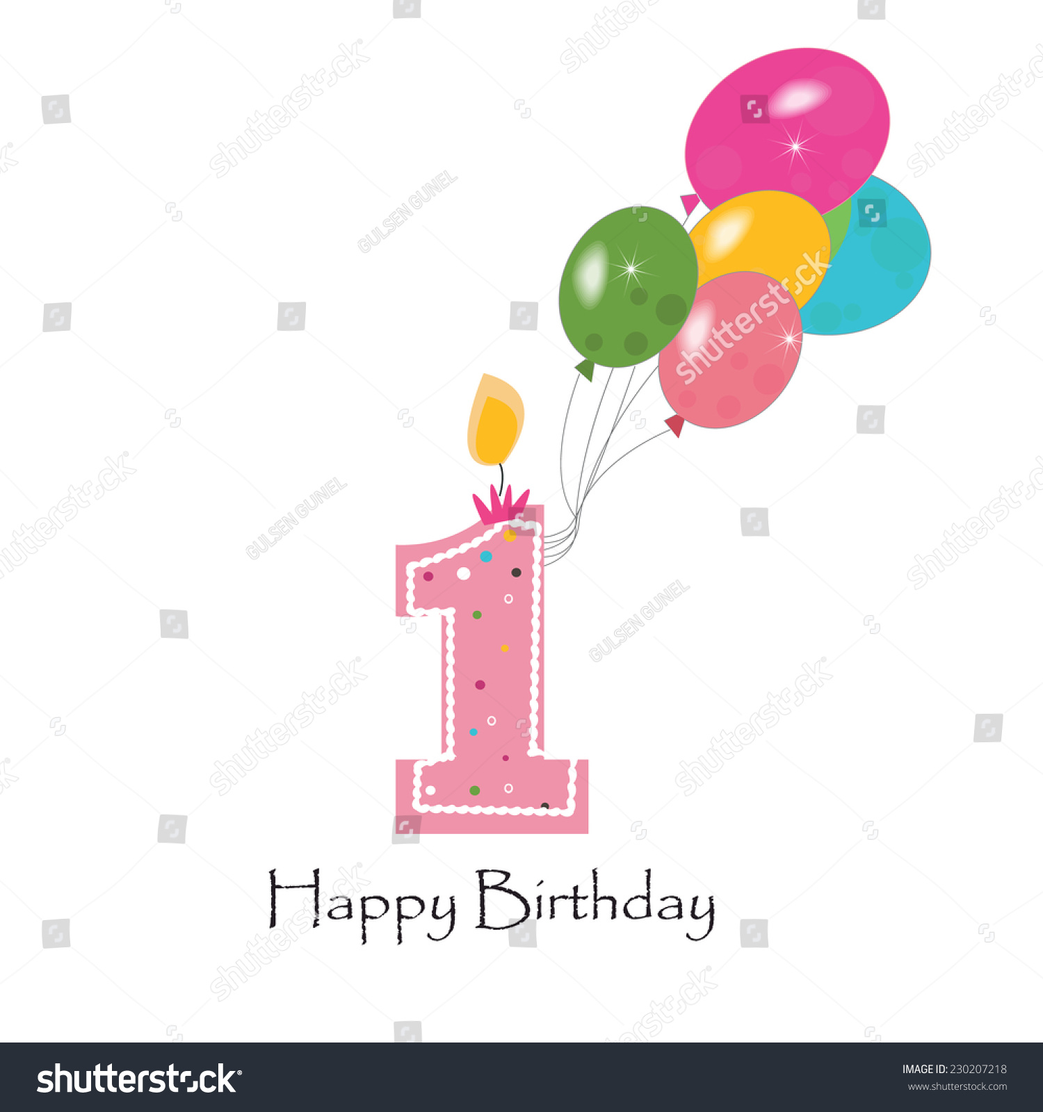Happy First Birthday Colorful Balloon Vector Background - 230207218 ...