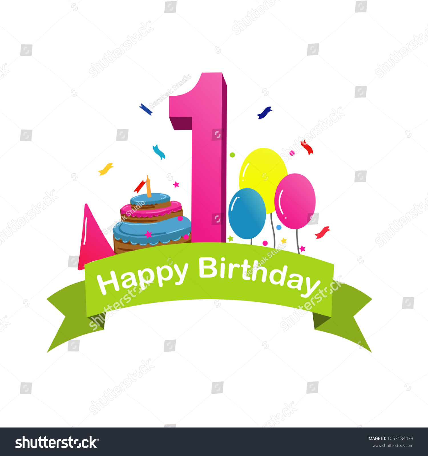 Happy First Birthday Greeting Happy Birthday Stock Vector (royalty Free 