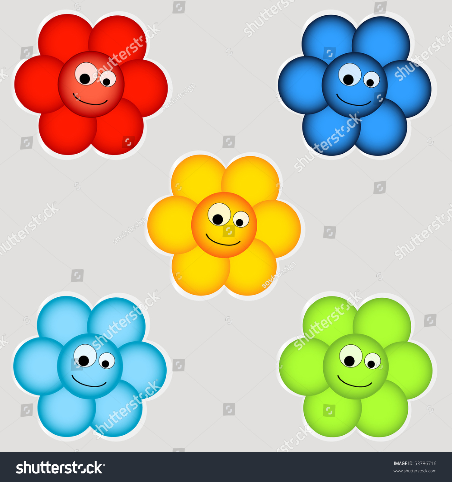 Happy Flowers Vector Illustration Stock Vector (Royalty Free) 53786716