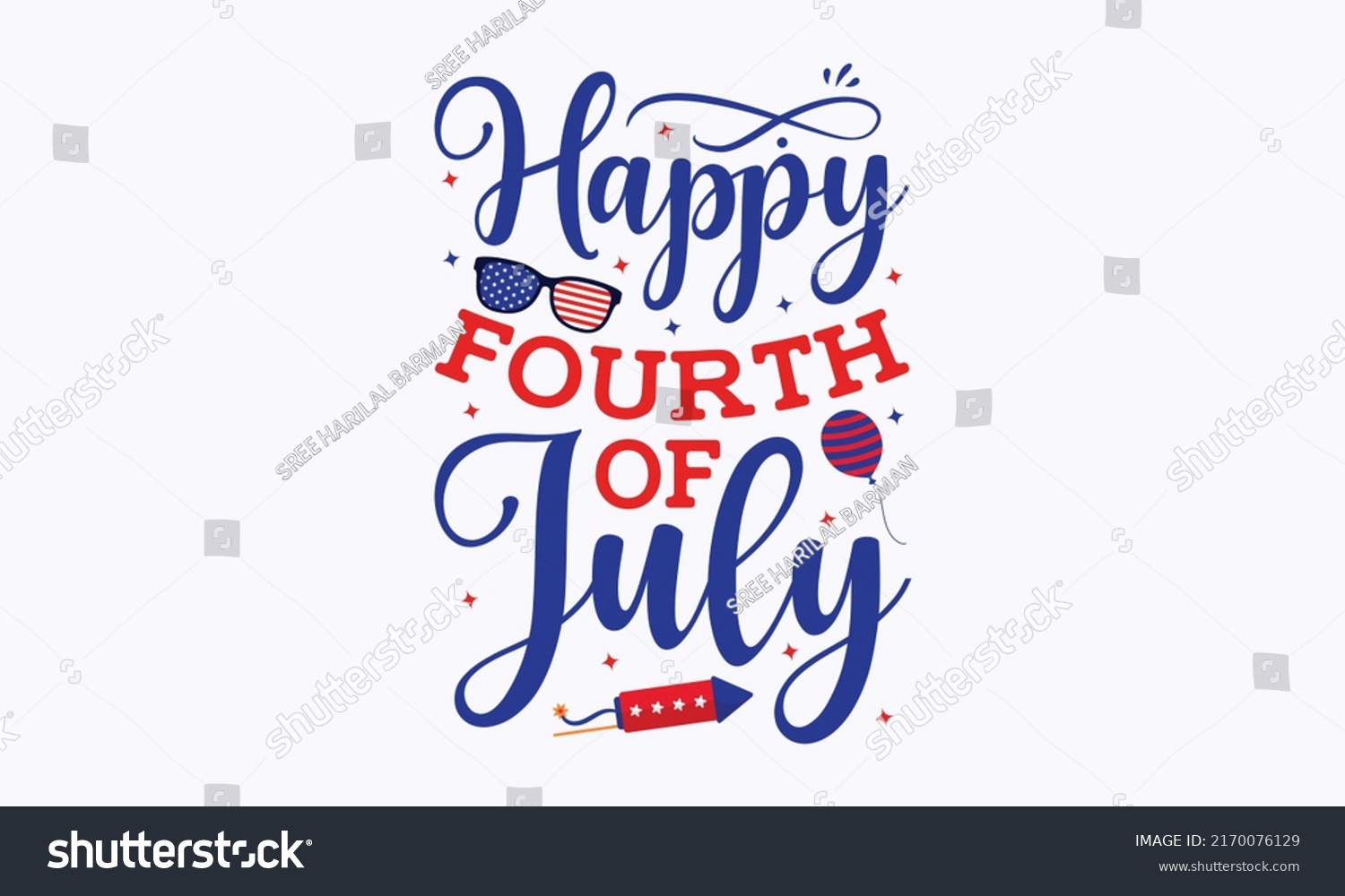 SVG of happy fourth of july -  4th of July fireworks svg for design shirt and scrapbooking. Good for advertising, poster, announcement, invitation, Templet svg