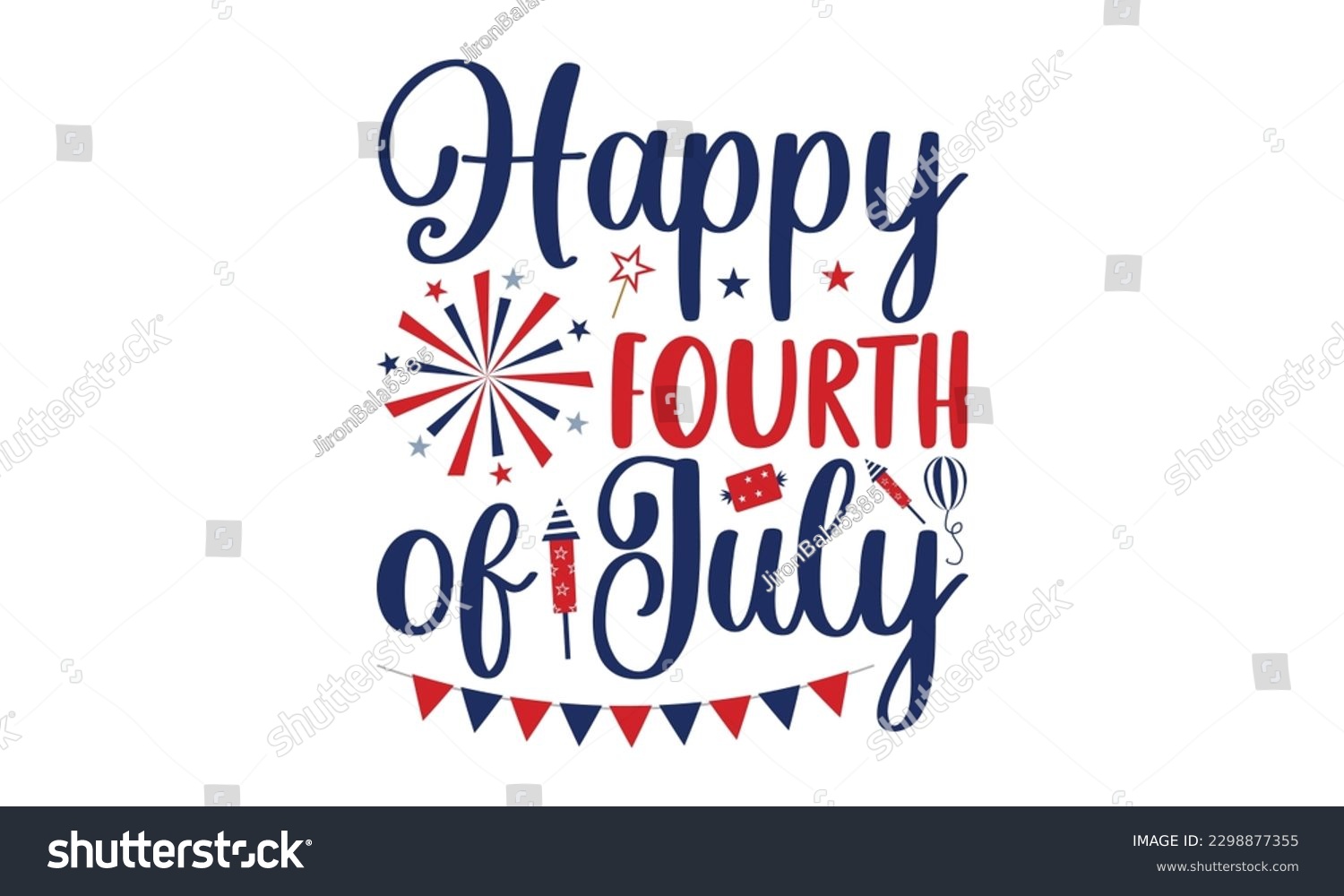 SVG of Happy Fourth Of July - 4th of July SVG Design, typography design, Illustration for prints on t-shirts, bags, posters, for Cutting Machine, Silhouette Cameo, Cricut.
 svg