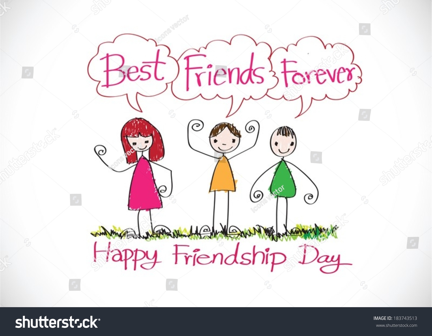 Happy Friendship Day And Best Friends Forever Idea Design Stock Vector ...