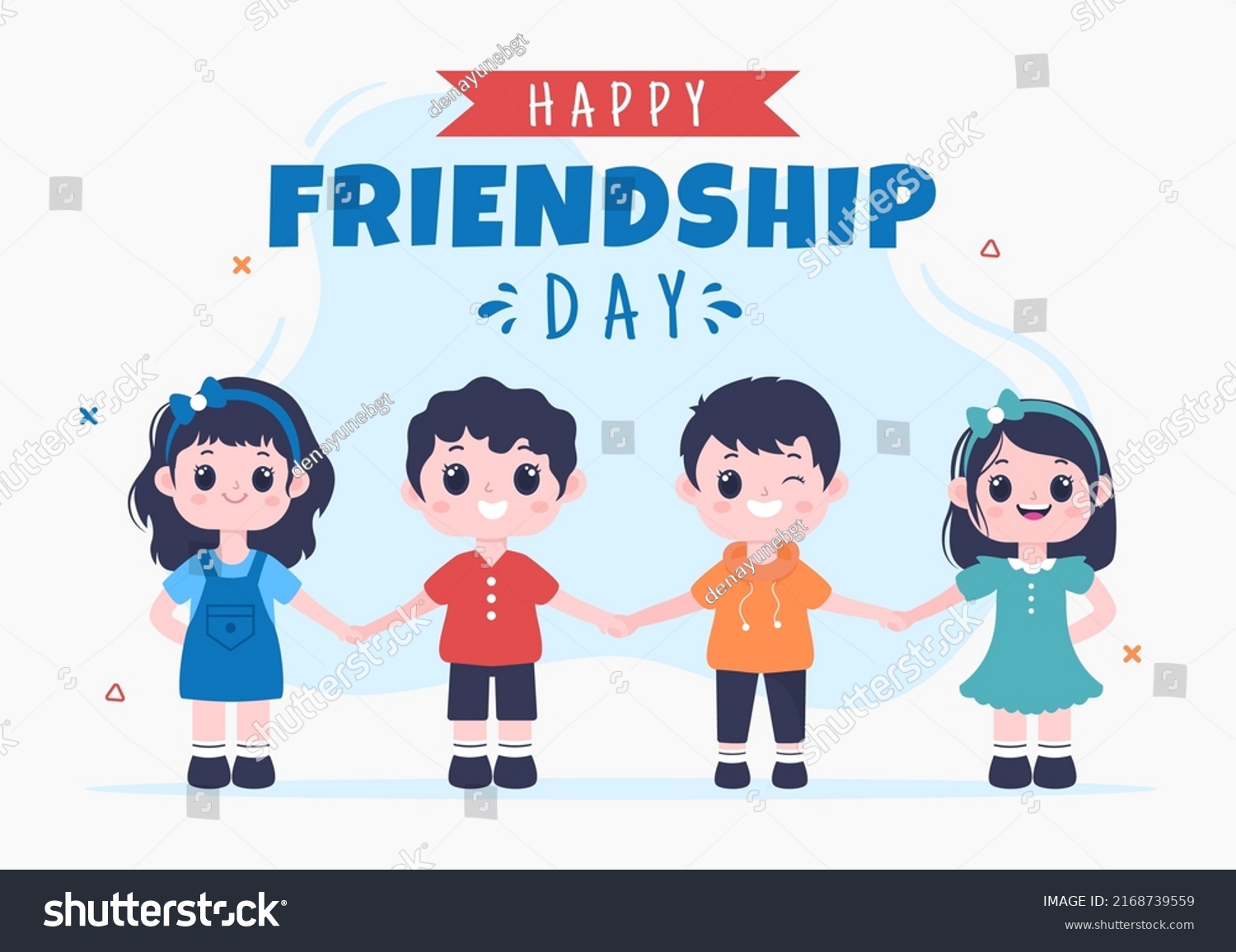 Happy Friendship Day Cute Cartoon Illustration Stock Vector (Royalty ...