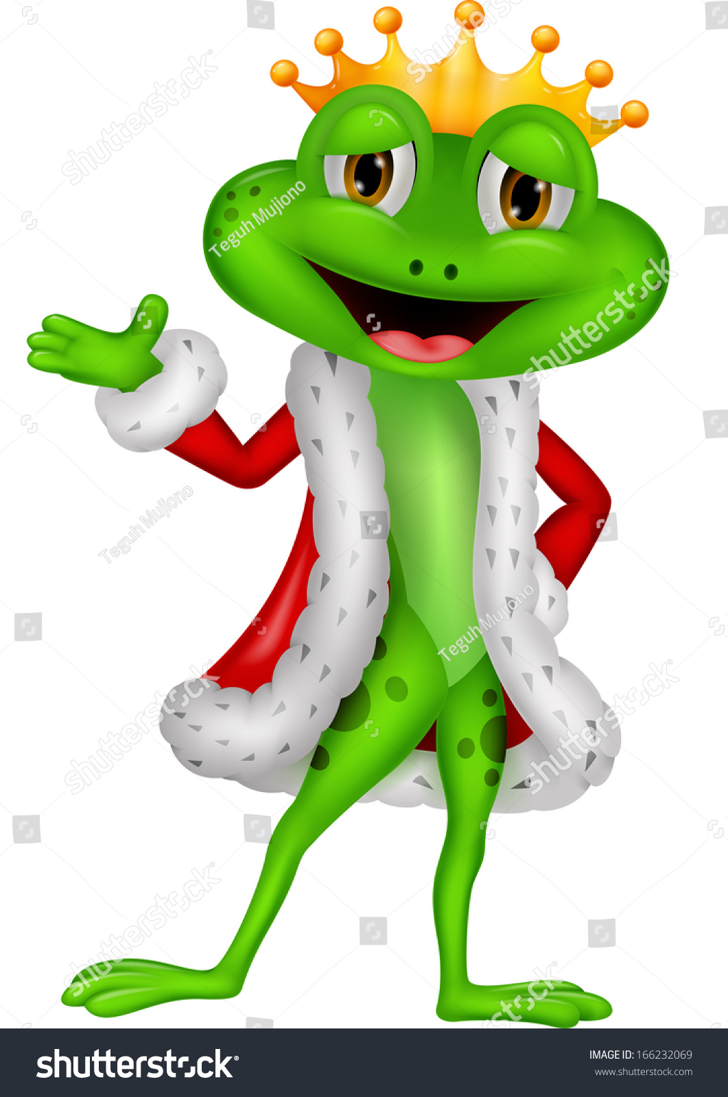 Happy Frog King Cartoon Presenting Stock Vector (Royalty Free ...