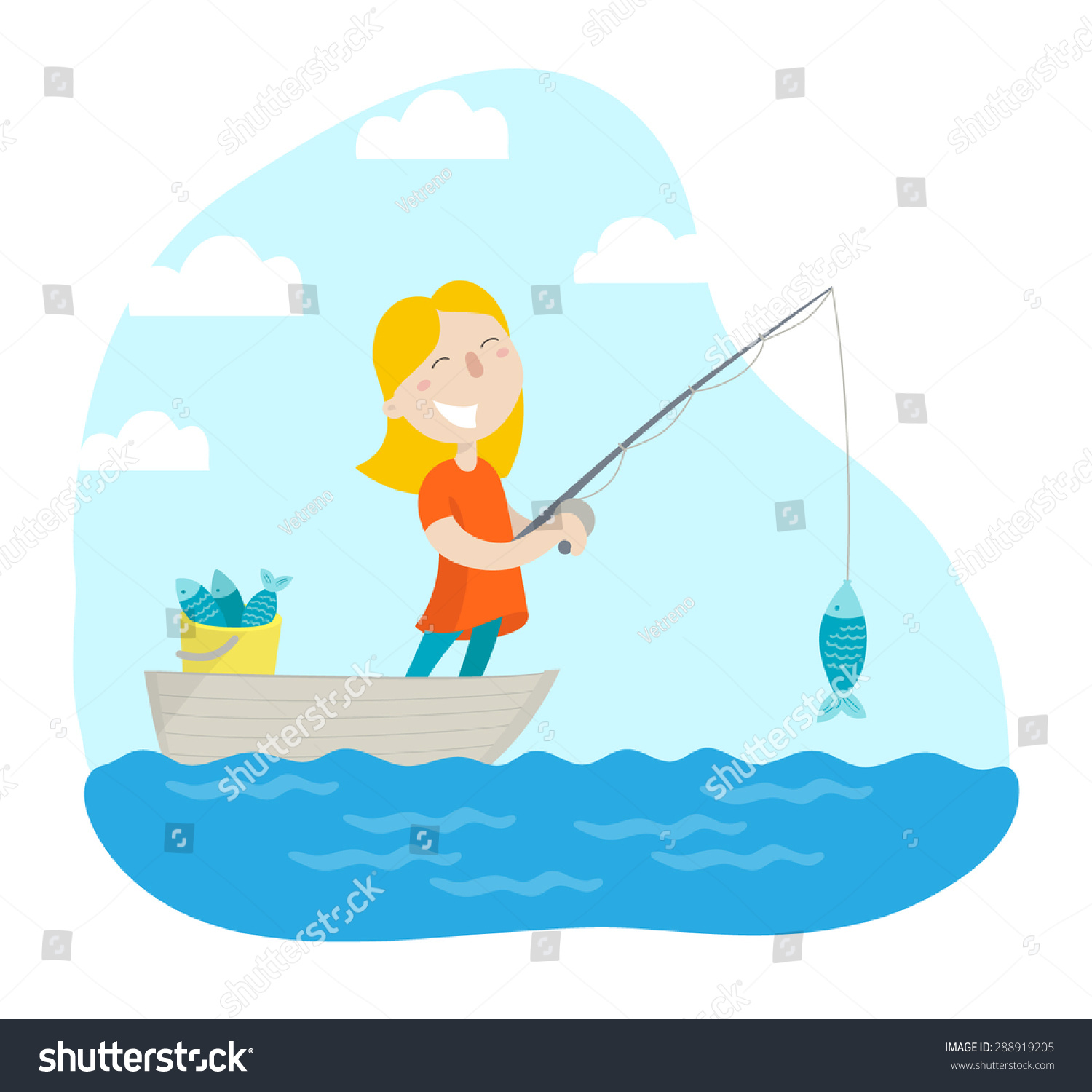 Girl catching fish Stock Illustrations, Images & Vectors | Shutterstock