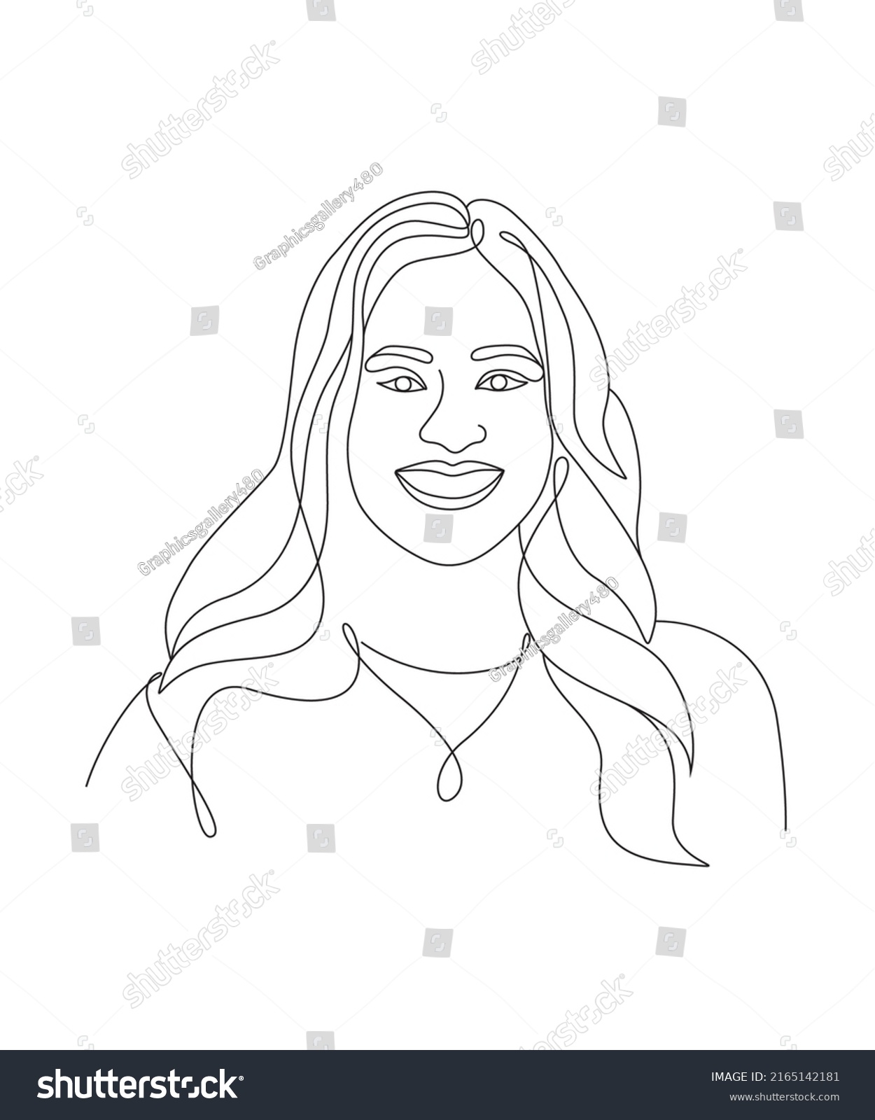 Happy Girl Line Drawing Scratch Face Stock Vector (Royalty Free ...