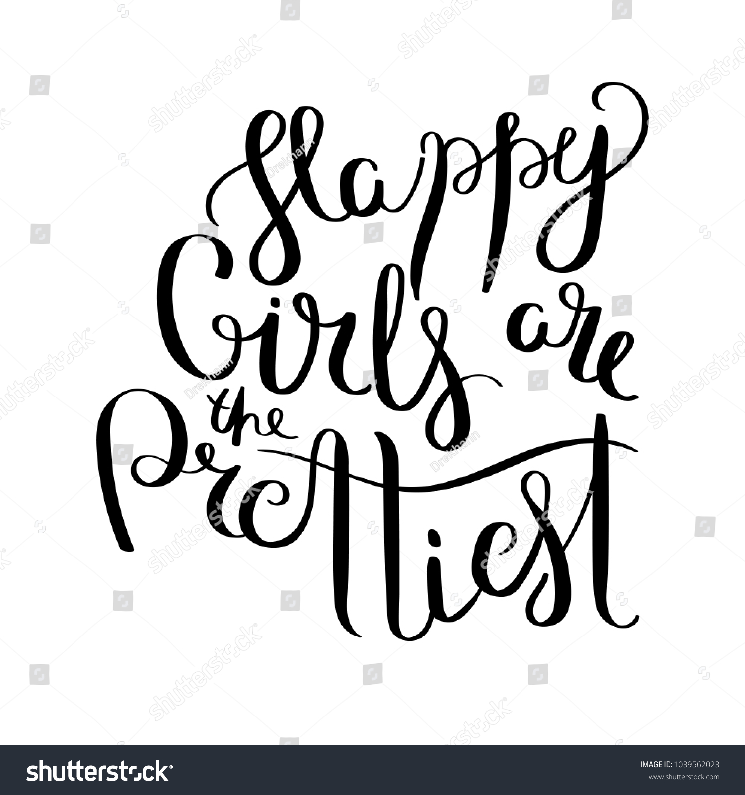 Happy Girls Prettiest Hand Written Calligraphy Stock Vector Royalty