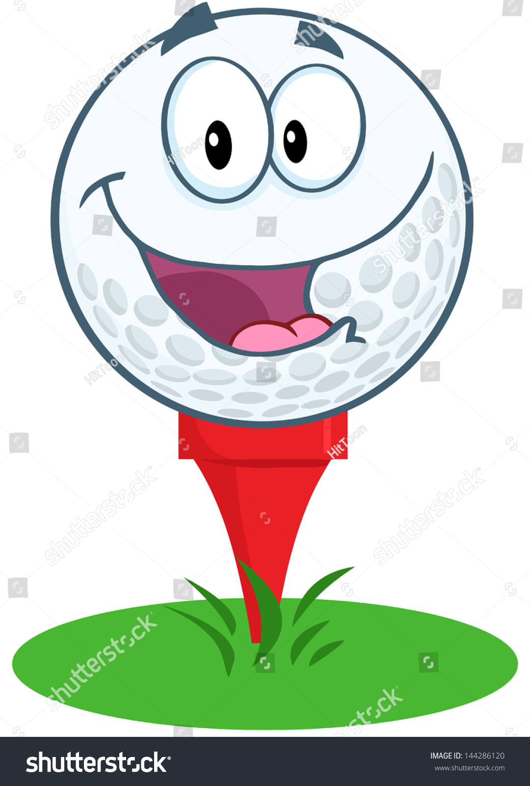 Happy Golf Ball Cartoon Mascot Character Stock Vector (Royalty Free ...