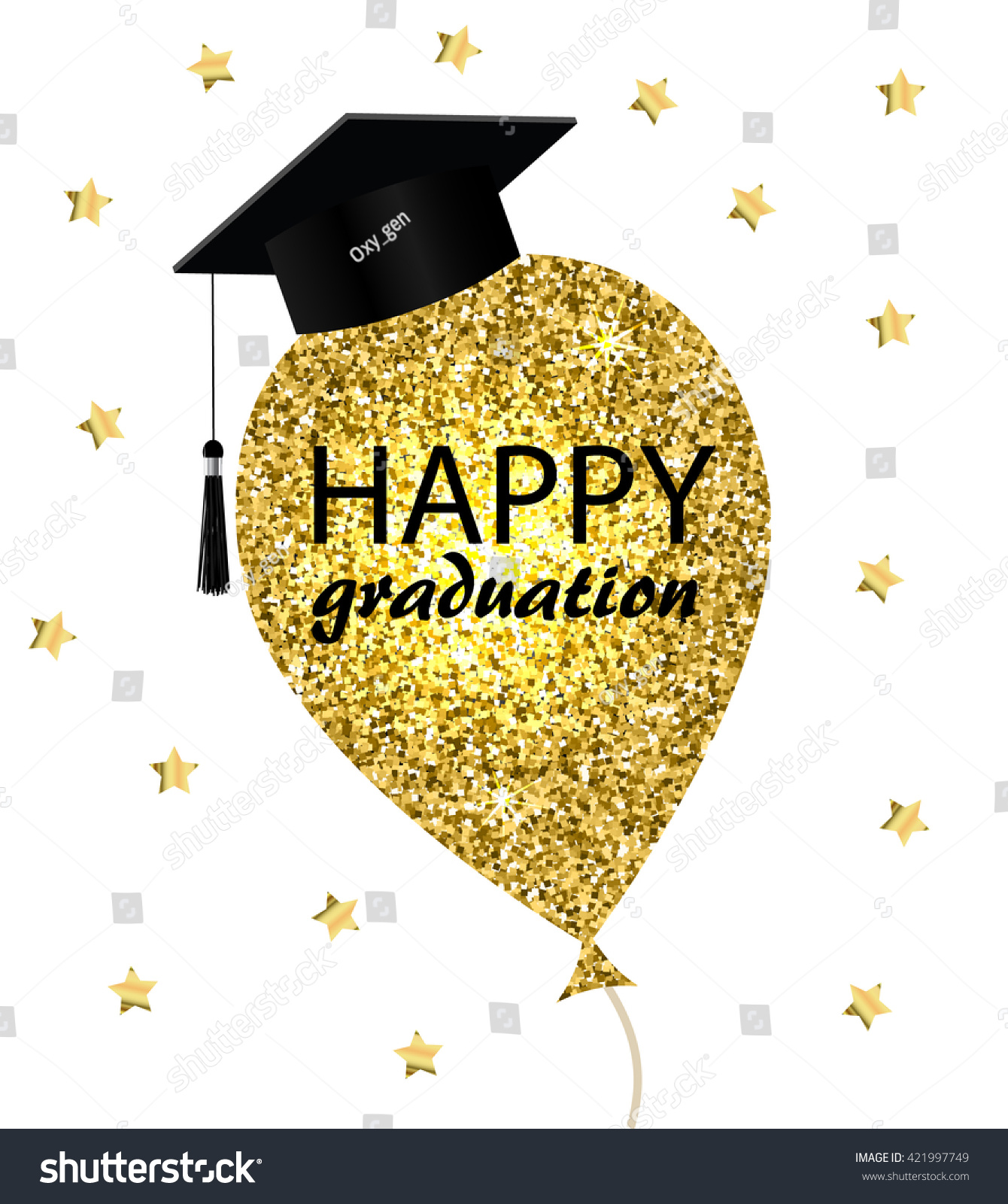 happy graduation card gold balloon graduation stock vector royalty