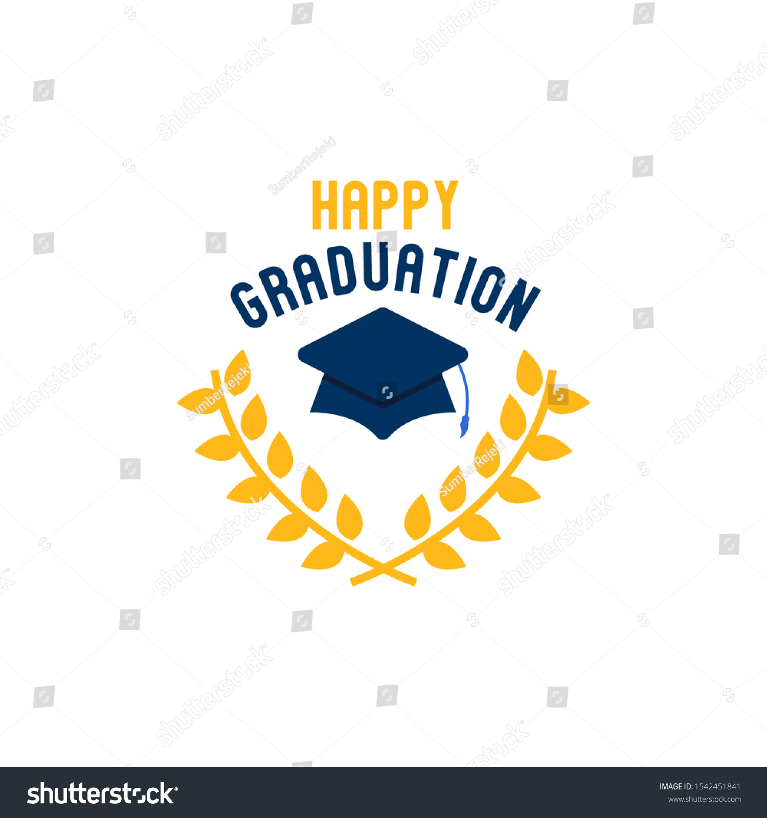 Happy Graduation Day Logo Illustration Design Stock Vector (Royalty ...