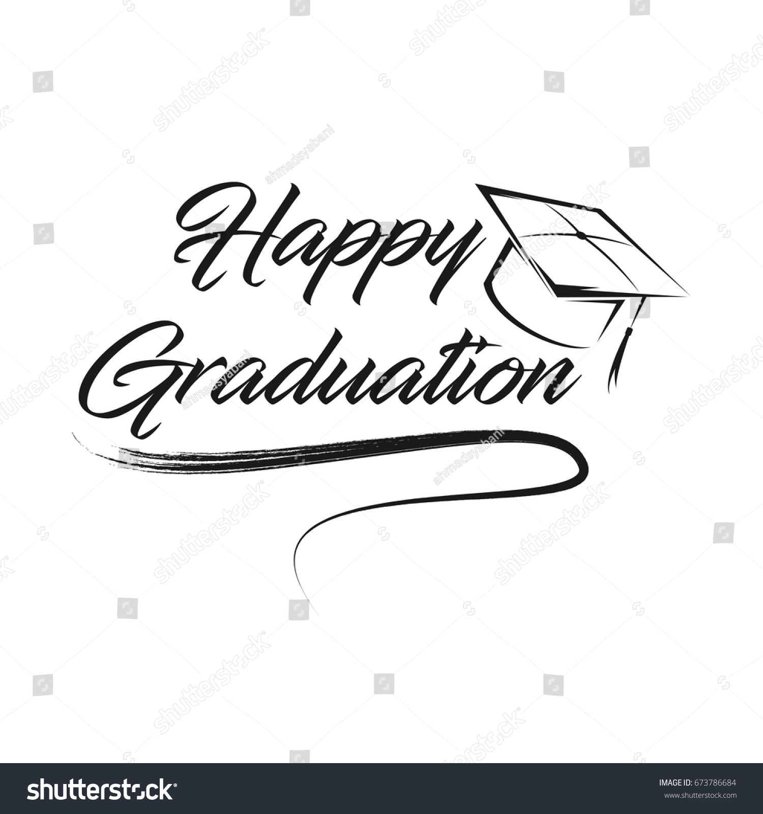 Happy Graduation Typography Lettering Handwritten Greeting 