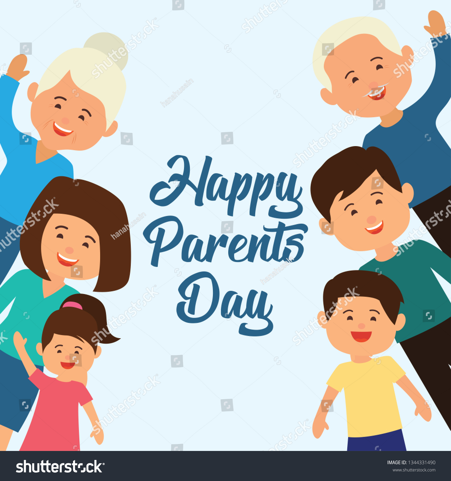 Happy Grand Parents Day Older Persons Stock Vector (Royalty Free ...