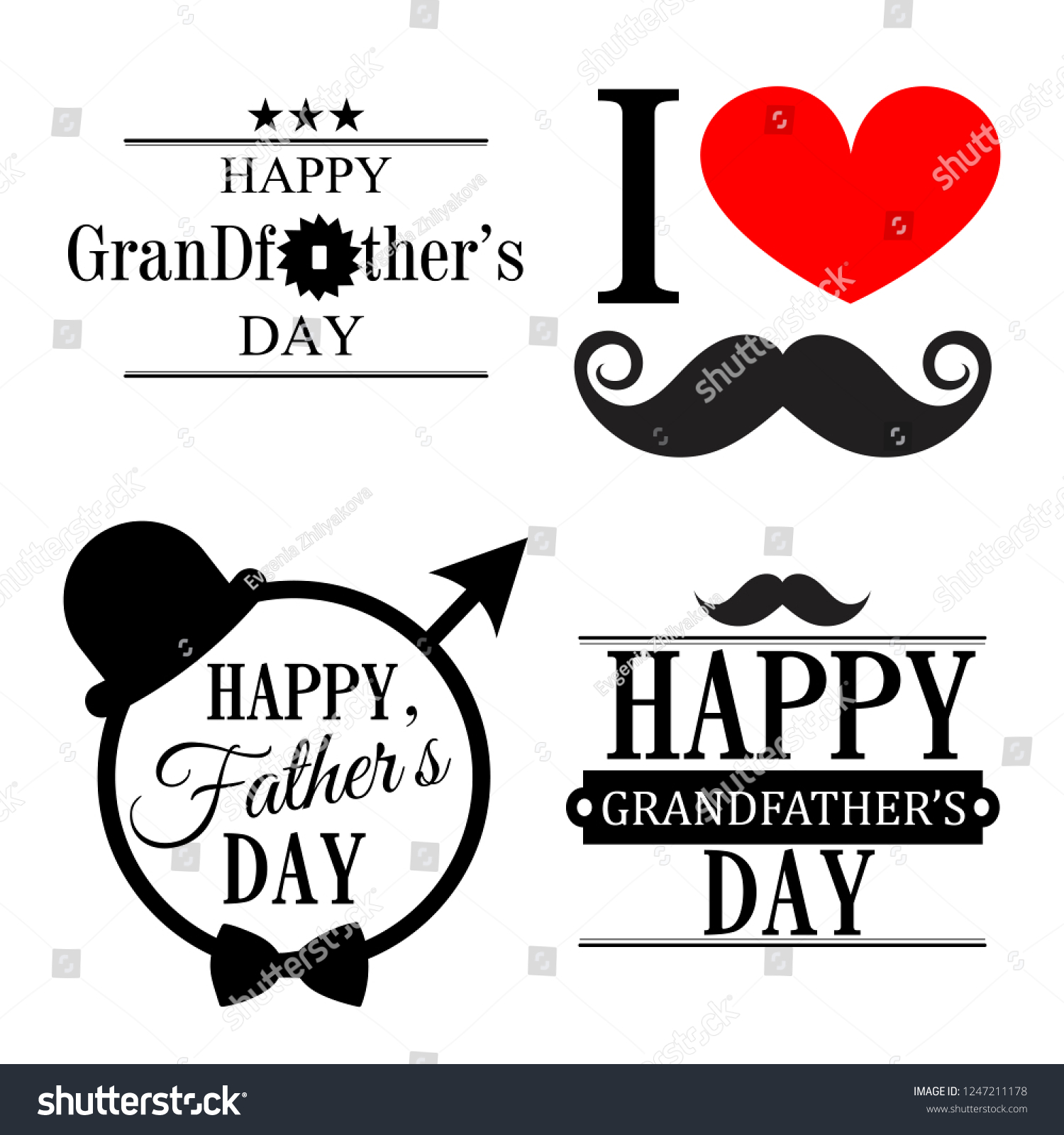 Happy Grandfathers Day Four Greeting Card Stock Vector Royalty Free 1247211178