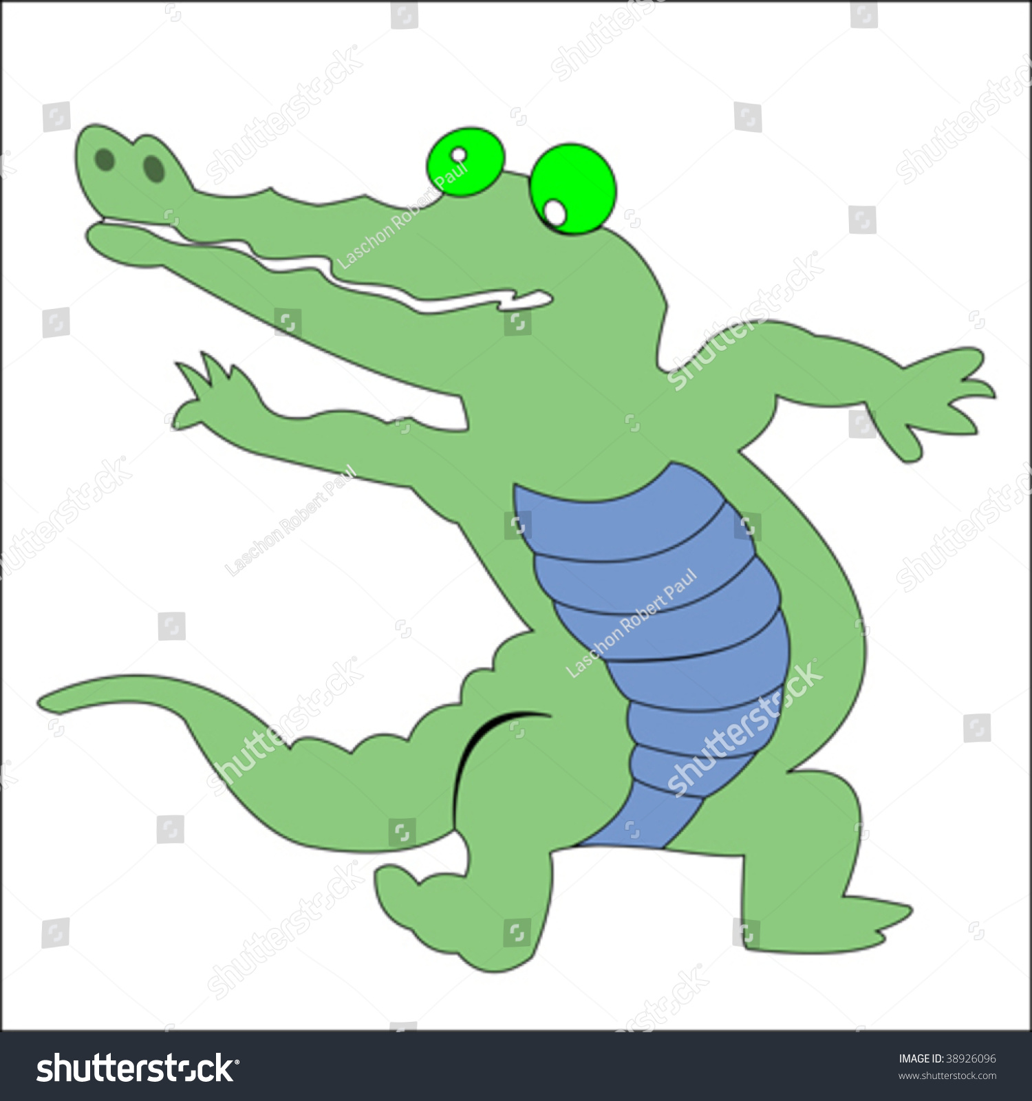 Happy Green Crocodile, Vector Art Illustration; More Drawings In My ...