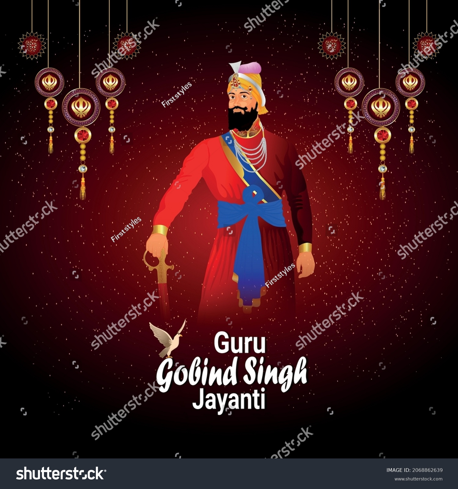 Happy Guru Gobind Singh Ji Jayanti Stock Vector (Royalty Free) 2068862639