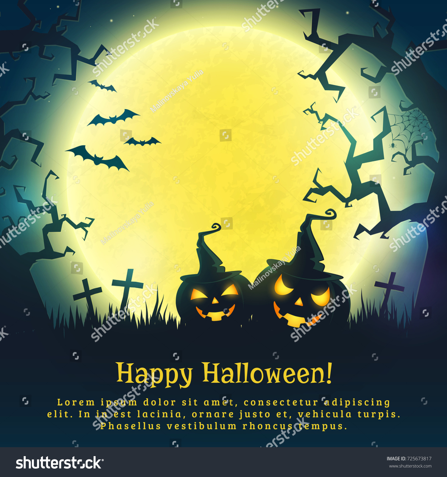 Happy Halloween Background Full Moon Scary Stock Vector Royalty Free 725673817