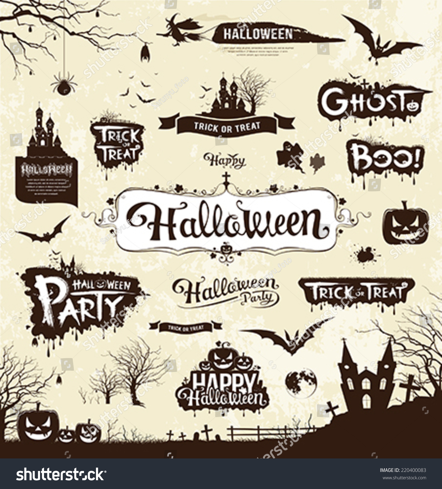 Download Happy Halloween Day Silhouette Collections Design Stock ...