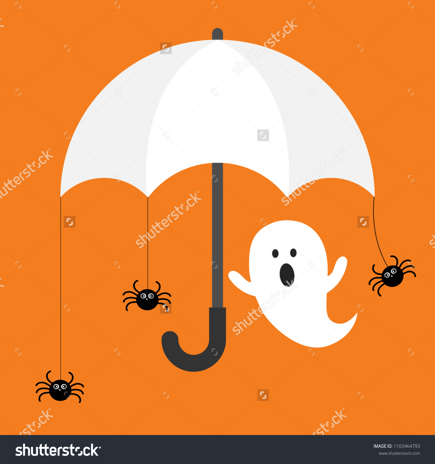 Happy Halloween Ghost Black Spider Under Stock Vector Royalty Free