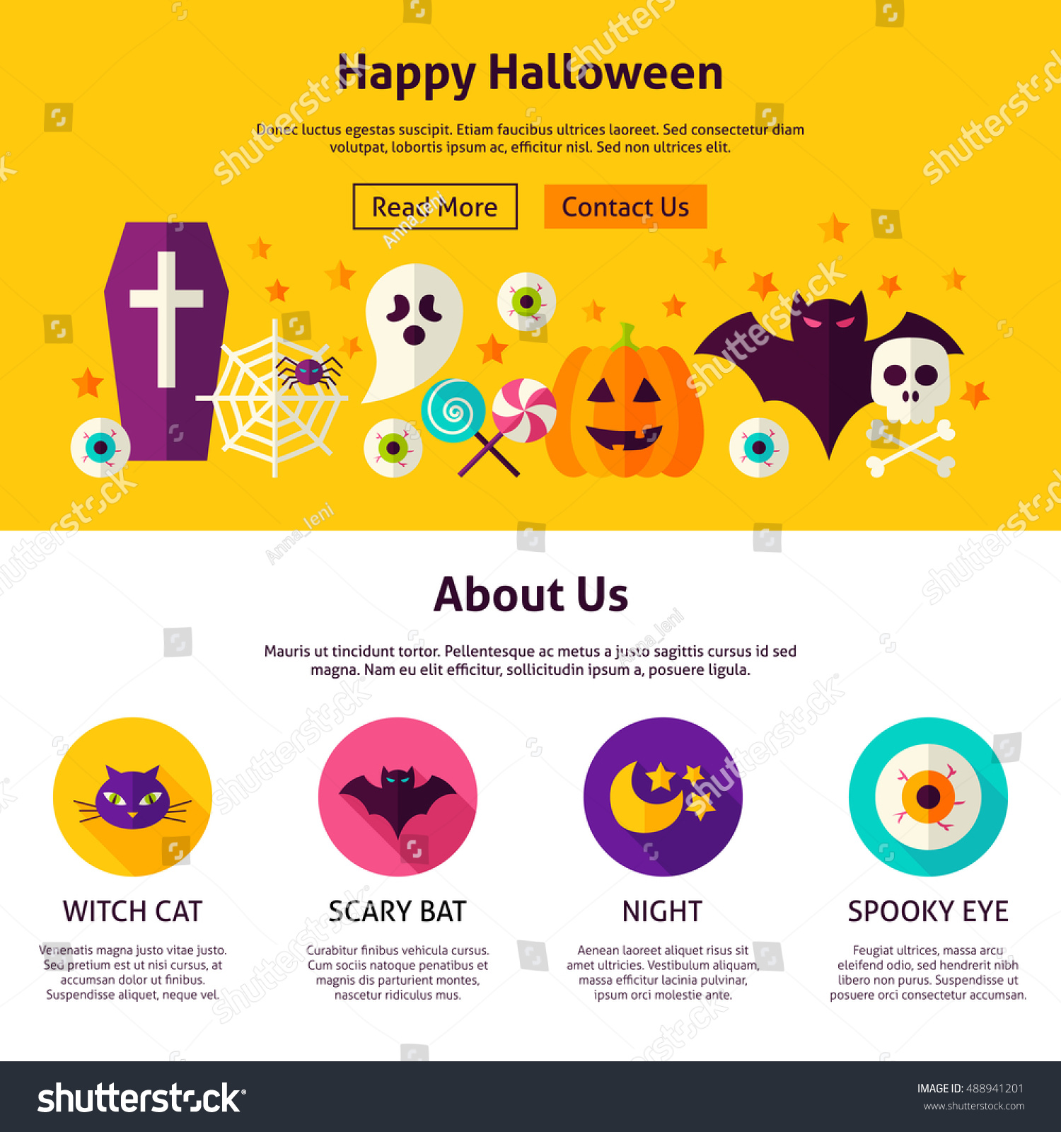 happy halloween web design template flat stock vector royalty free