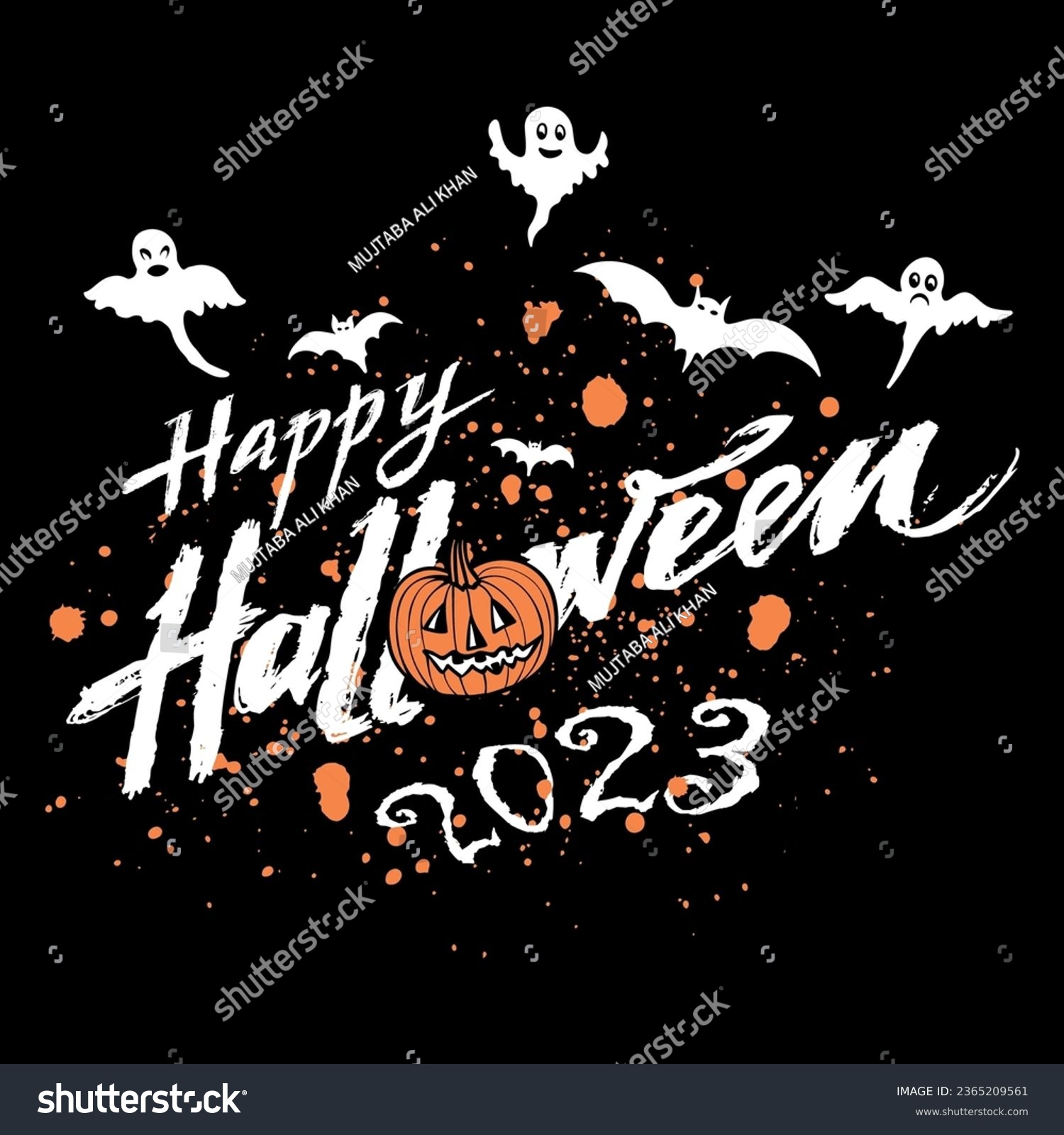 SVG of Happy Halloween 2023 with dark background vector  svg