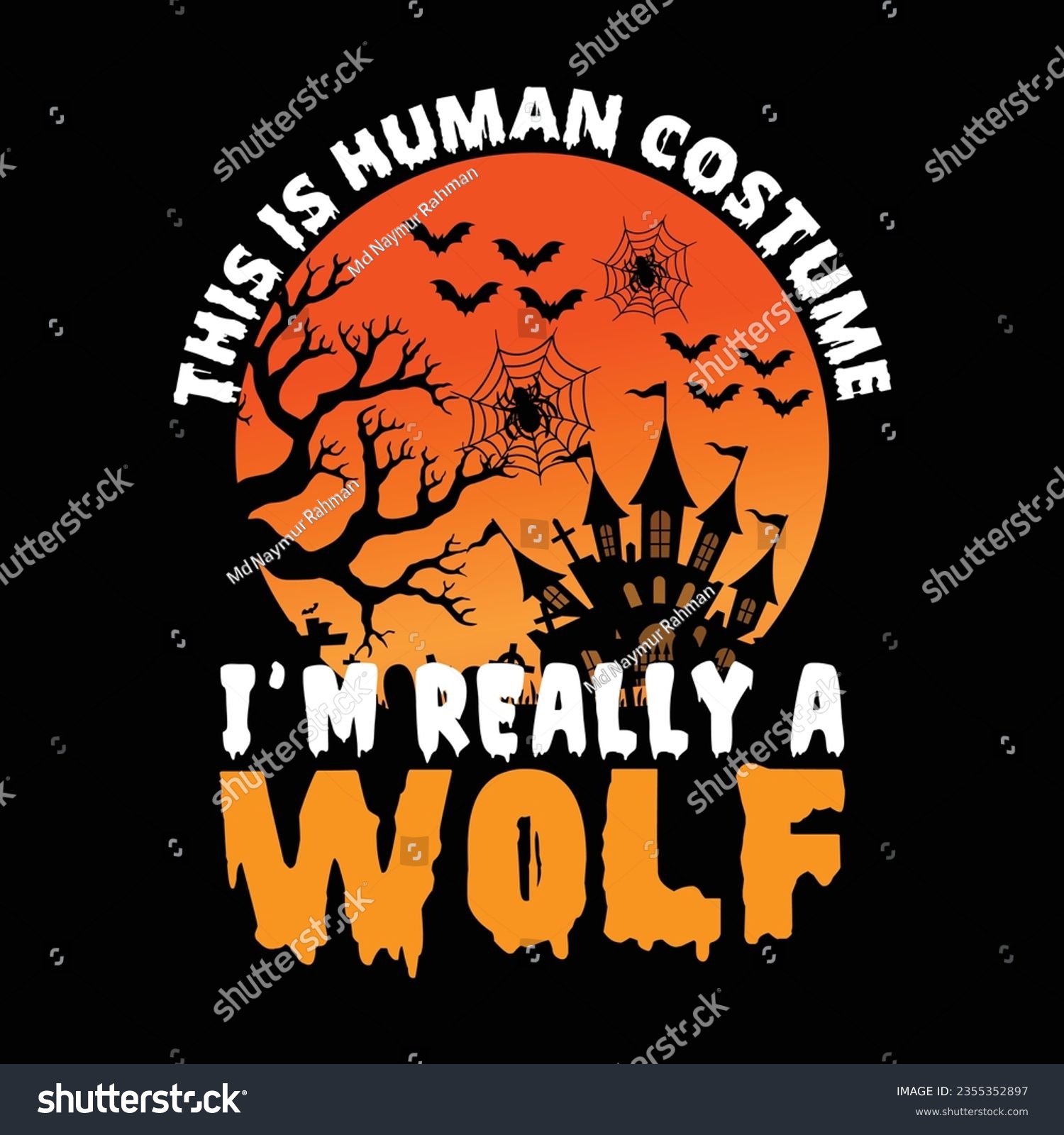 SVG of Happy Halloween wolf t-shirt design  svg