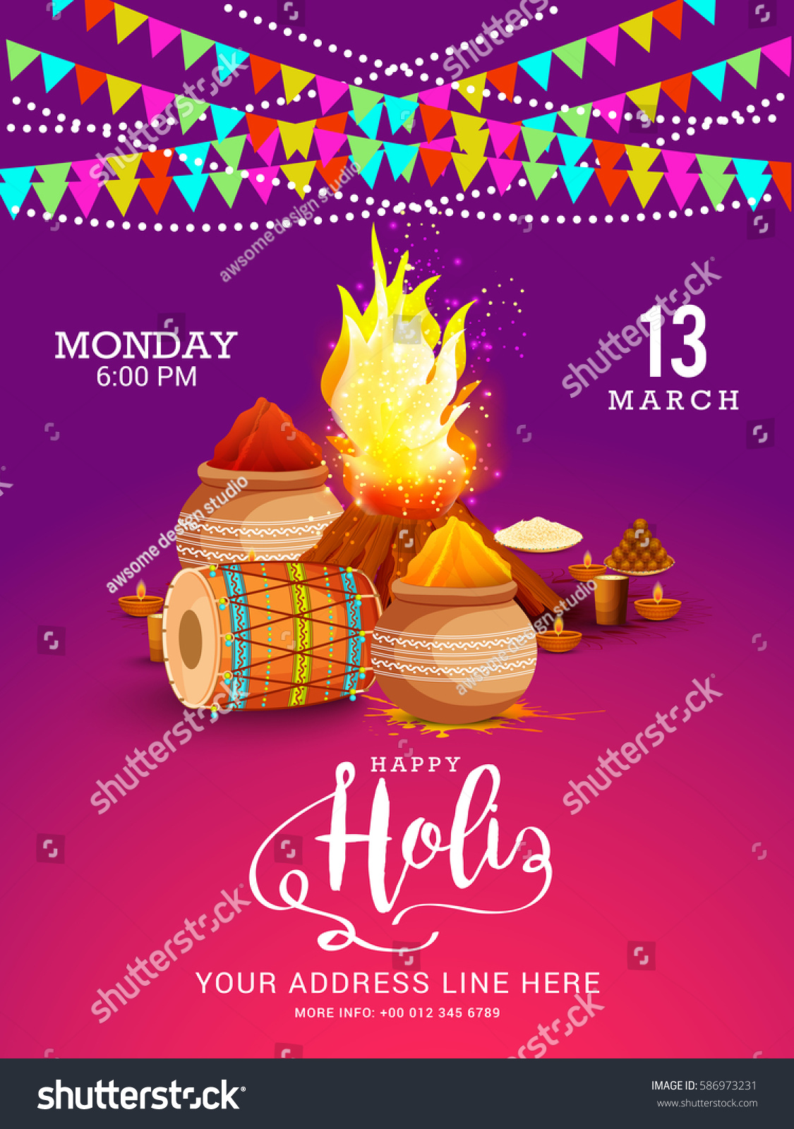 Happy Holi Celebration Poster Banner Background Vector De Stock Libre