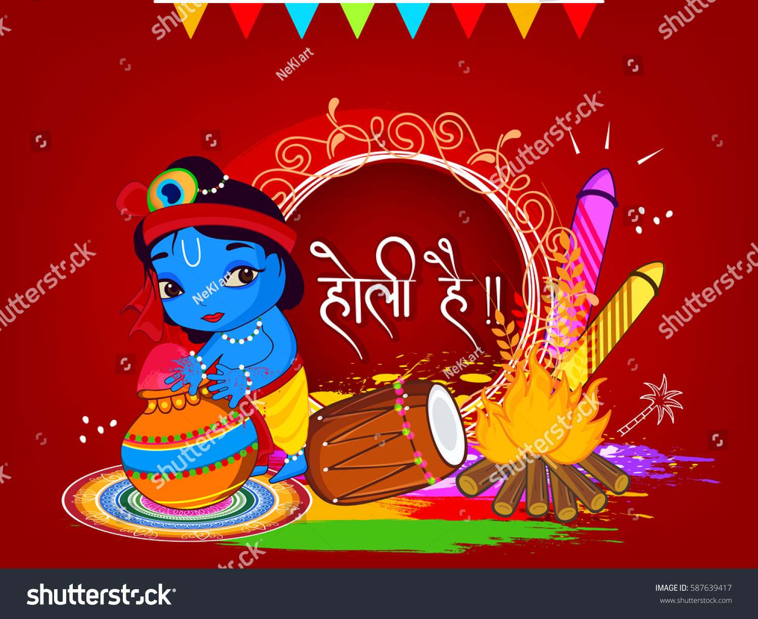 Happy Holi Vector Illustration Based On Stock Vector Royalty Free