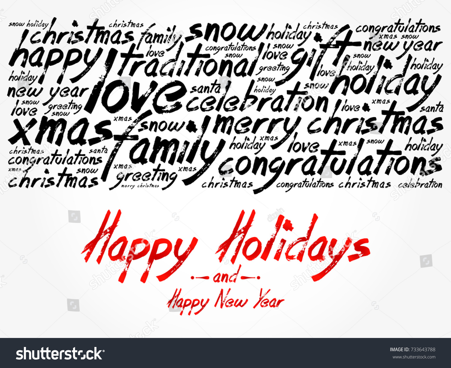 Happy Holidays and Happy New Year Christmas background word cloud holidays lettering collage